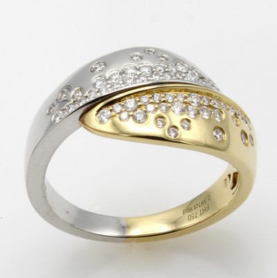 Image Ring mit Brillanten, GG/WG 750/000, 58 Brill. zus. ca. 0.37 ct Weiß/si verstreut ...