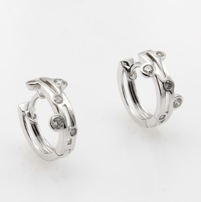 Image Paar Klappcreolen mit Brillanten, WG 585/000, 10 Brill. zus. ca. 0.18 ct Weiß/si ...