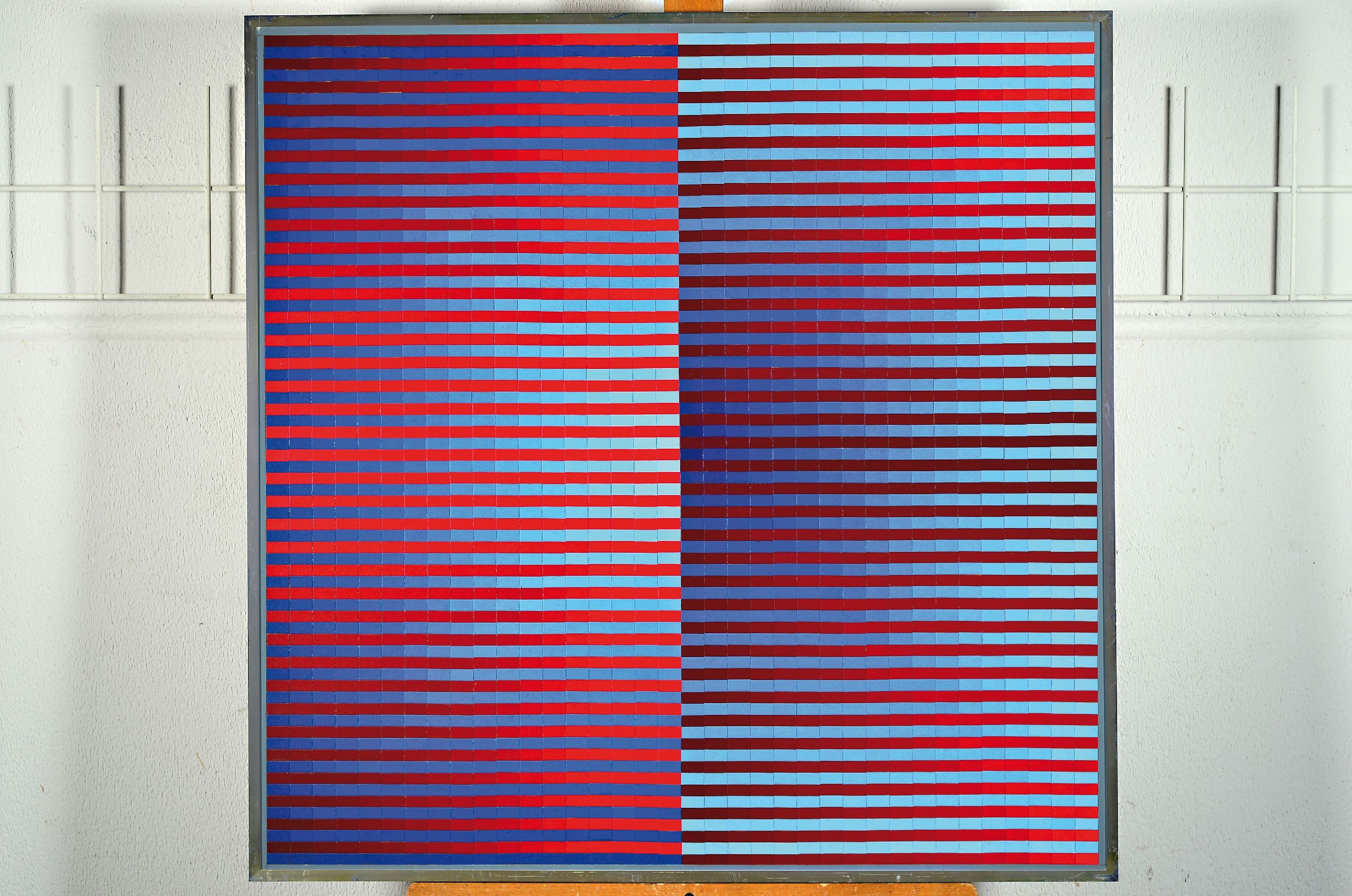 Detail k: Klaus Wendel, 1935 Wollmesheim-2005, P2 Streifenstruktur, Acryl auf Hartfaser, rückseitig betitelt, signiert und dat. 1970, ca. 74x74cm