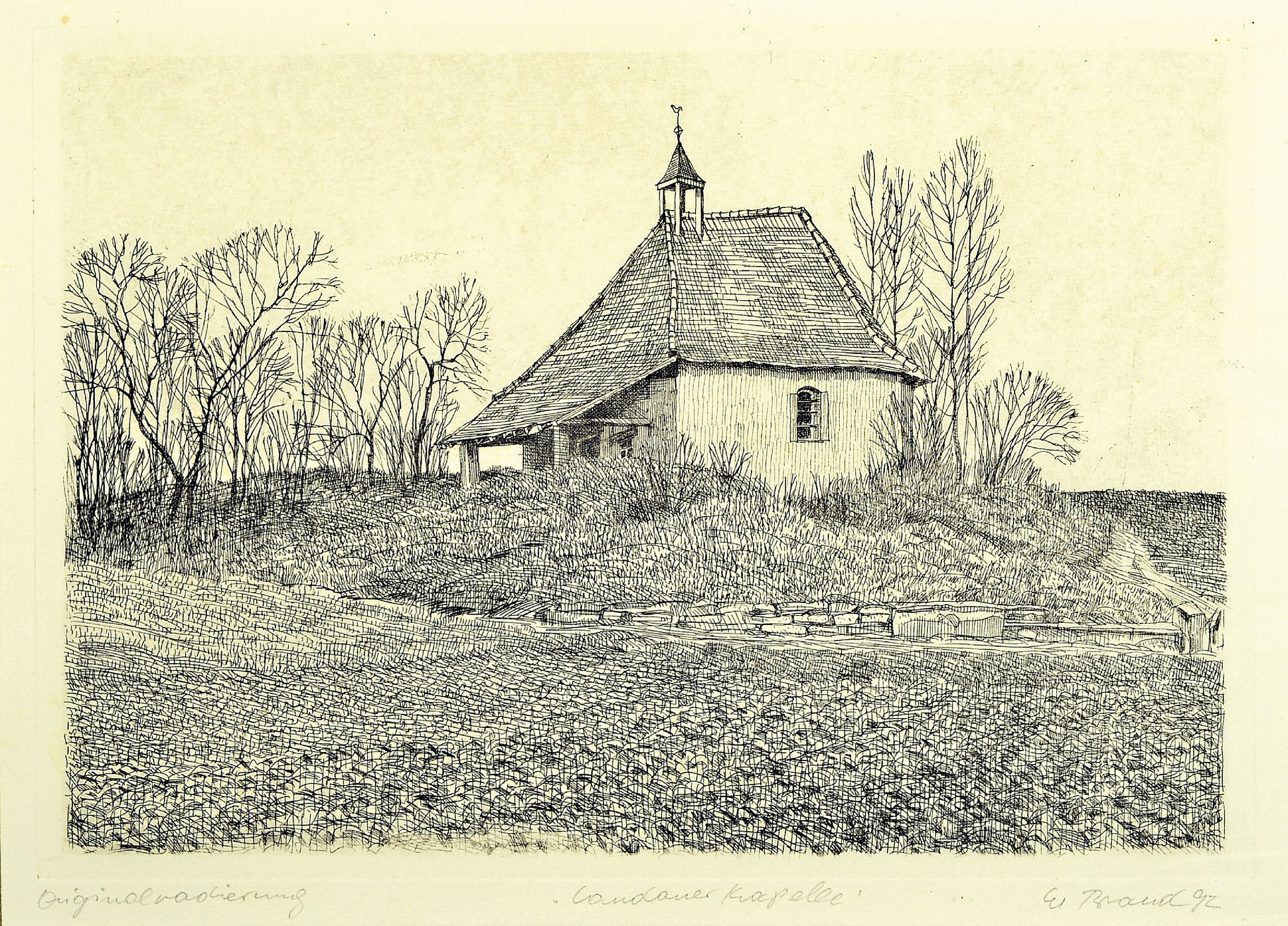 Detail a: Werner Brand, 1933-2021, 2 Radierungen: 1x Wingert, betitelt, sign. und dat. 2018, bez. E.A., ca. 23x16cm, PP, u.Gl., R: ca. 56x44cm, 1x Landauer ...