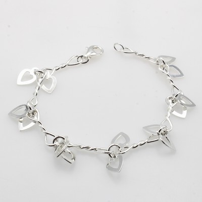 26932503a - Armband, 925er Silber, mit Herzchenabhängung, Karabinerschl., L. ca. 19 cm