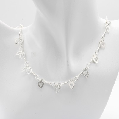 Image 26932513 - Collier, 925er Silber, mit Herzchenabhängung, Karabinerschl., L. ca. 45 cm