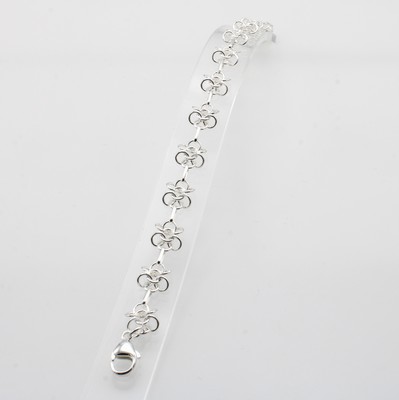 Image 26932533 - Armband, 925er Silber, Glieder in Blüten- form, Karabinerschl., L. ca. 19 cm