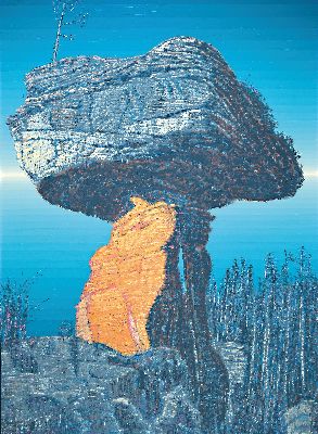 Image 26932547 - Klaus Wendel, 1935 Wollmesheim-2005, Teufelstisch im Abendlicht, Öl/Hartfaser, ...