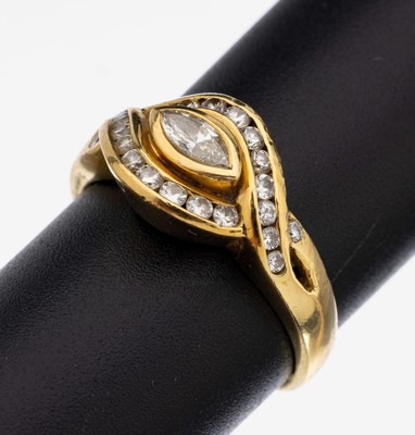 Image 26932639 - 18 kt Gold Diamant Ring, GG 750/000, mittigDiamantnavette ca. 0.25 ct Weiß/si, ...