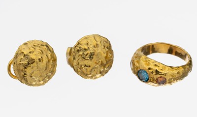Image 26932642 - 18 kt Gold Brillant-Schmuckset, GG 750/000,best. aus: Paar Ohrstecker, mit ...