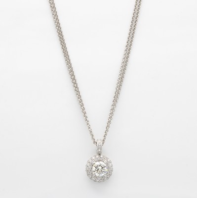 Image 26932780 - Collier mit Brillanten, WG 750/000, Mittel- stein ca. 0.50 ct und Besatzbrill. zus. ca. ...