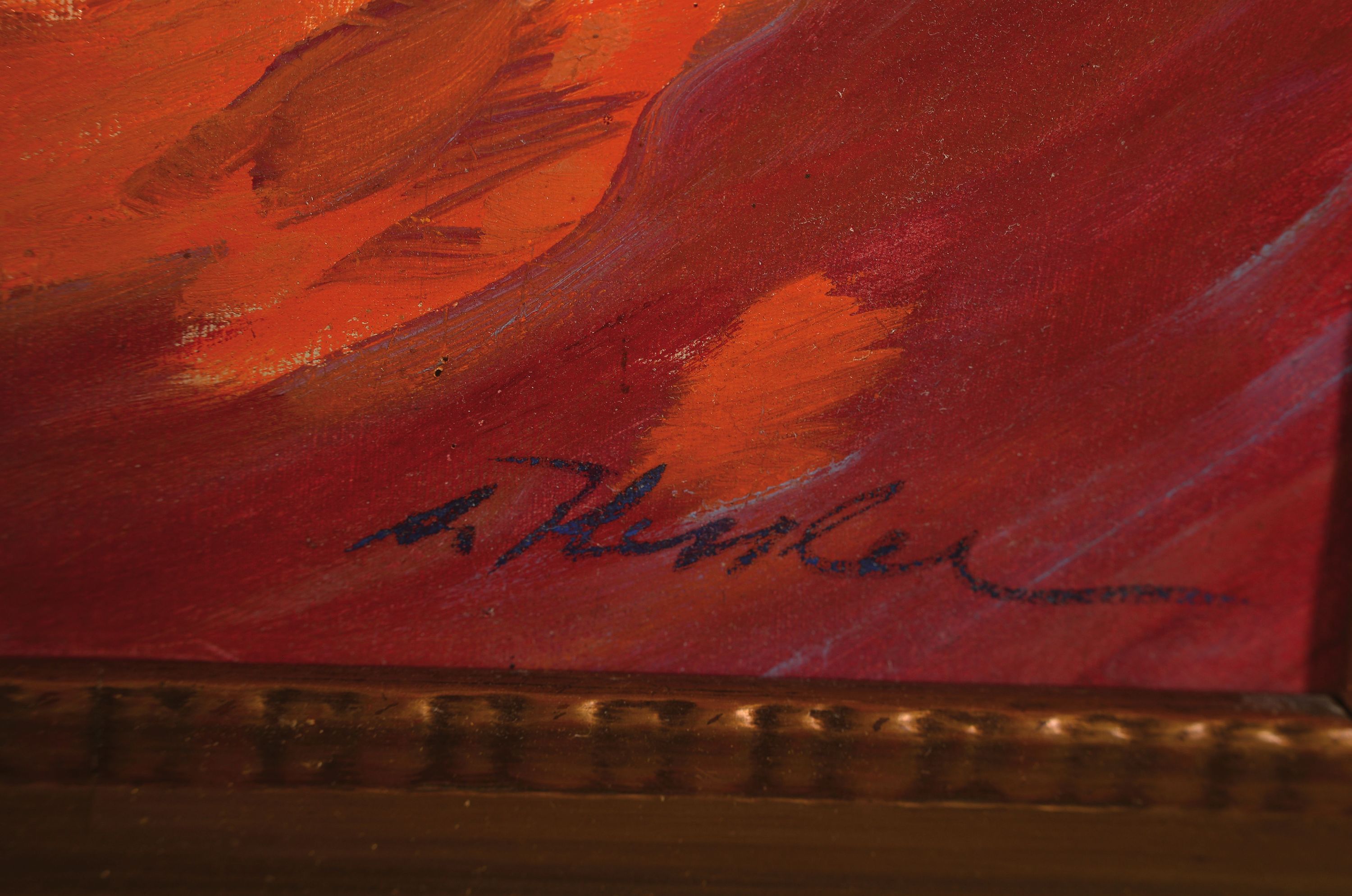 Detail l: Adolf Kessler, 1890 Godramstein-1974 Landau, Südpfälzische Landschaft, wohl Blick über Godramstein, Anfang 1920er-Jahre, flirrender Pinselduktus ...