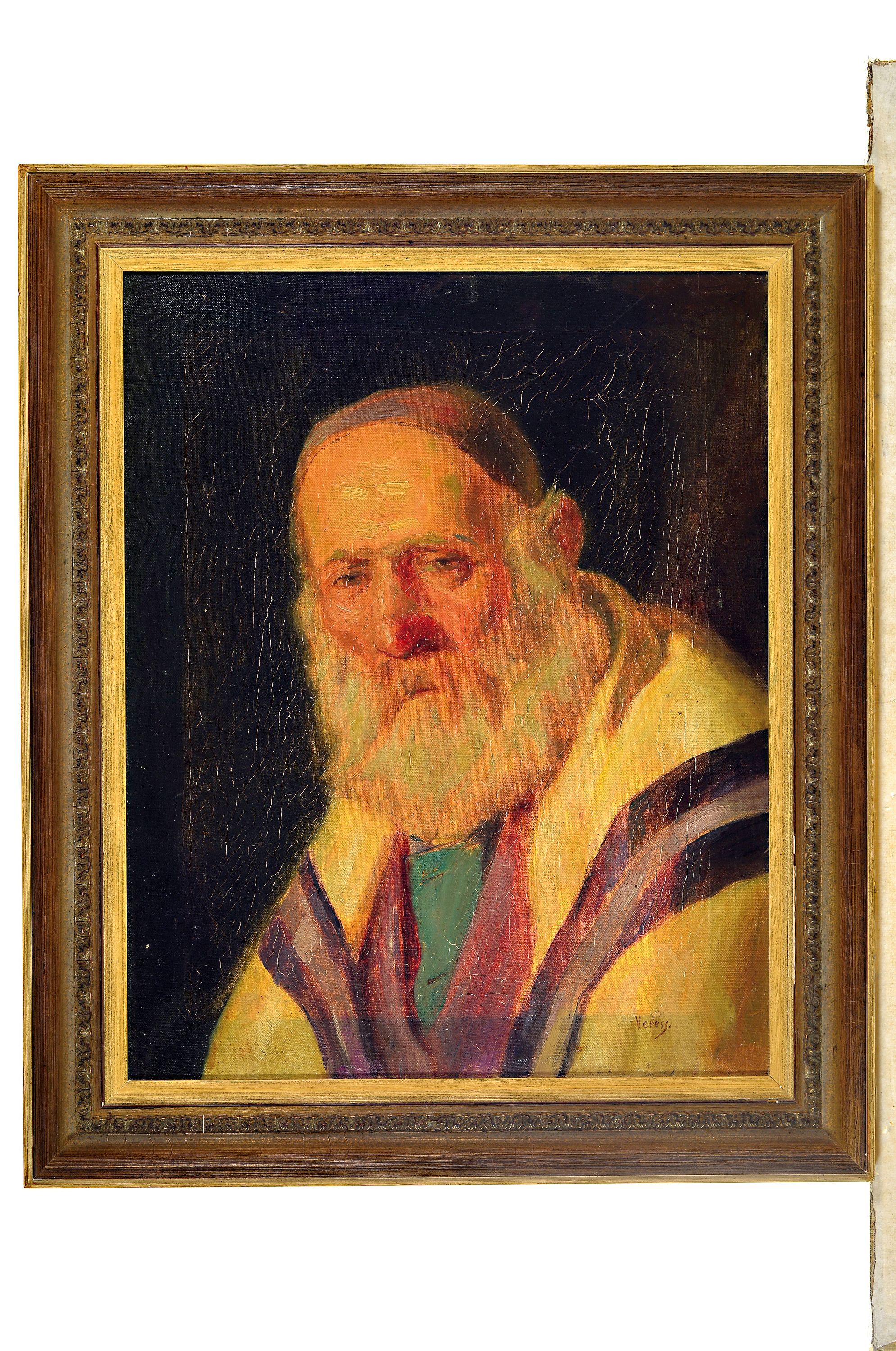 Detail k: Veress, Porträt eines Rabbiners, Öl/Lwd, rechts unten signiert, ca. 50x40cm, R. ca. 61x51cm