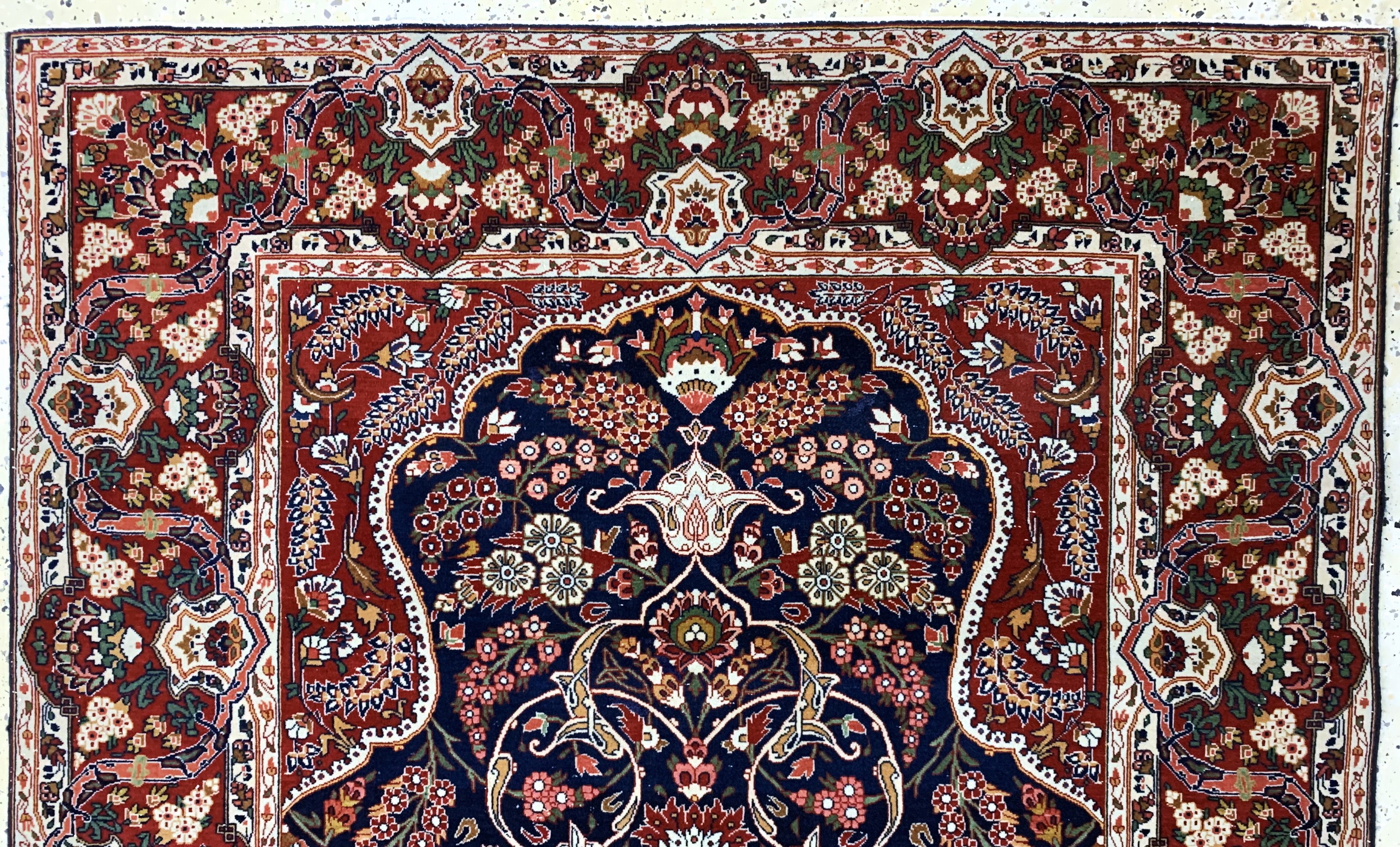 Detail a: Keschan Kork fein, Persien, Anfang 20.Jhd, Korkwolle auf Baumwolle, ca. 206 x 135 cm, Mottenfraß, EHZ: 2(gereinigt)