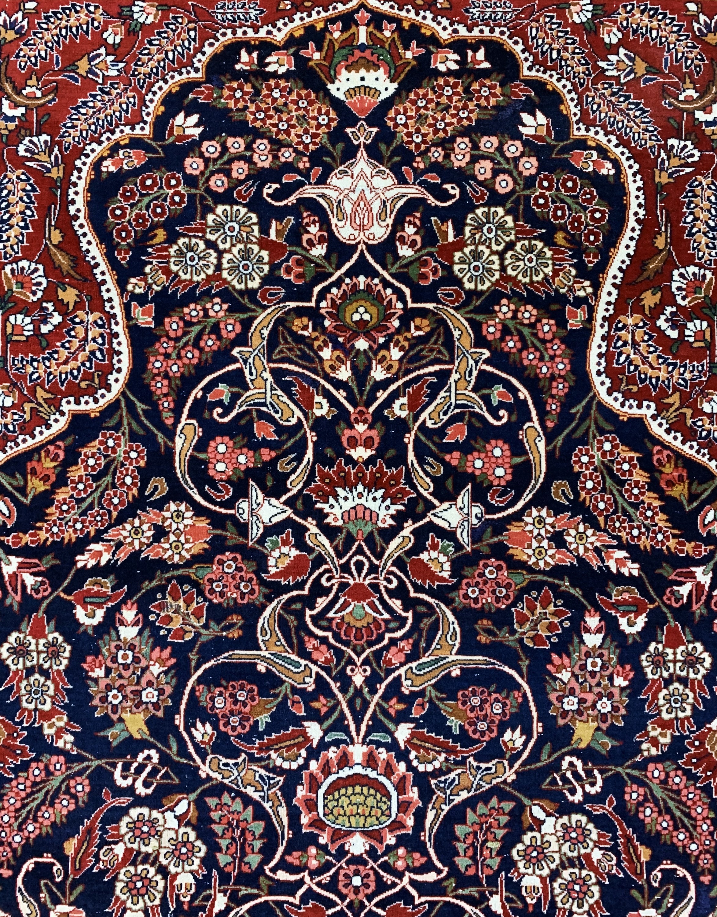 Detail b: Keschan Kork fein, Persien, Anfang 20.Jhd, Korkwolle auf Baumwolle, ca. 206 x 135 cm, Mottenfraß, EHZ: 2(gereinigt)