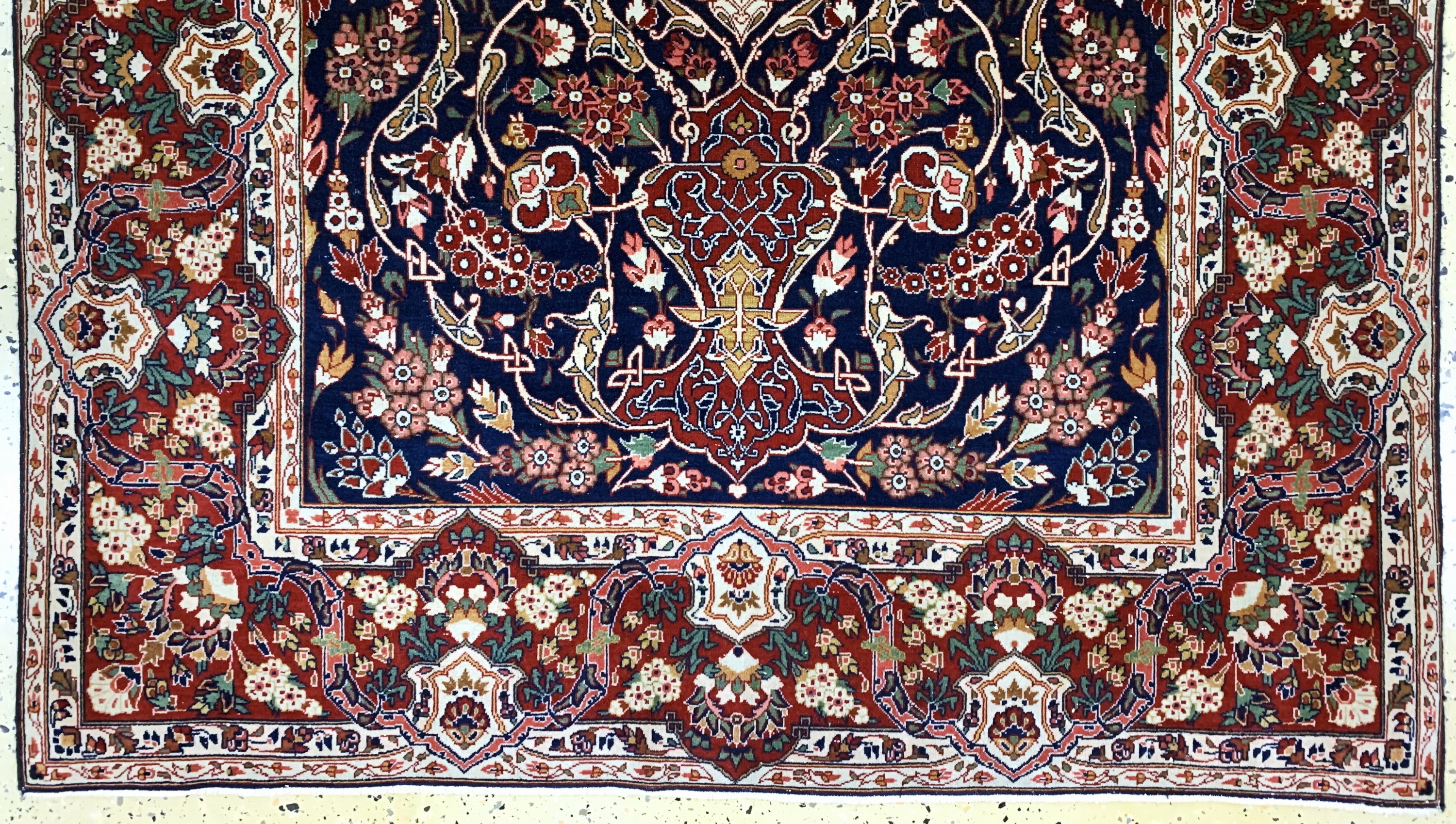 Detail c: Keschan Kork fein, Persien, Anfang 20.Jhd, Korkwolle auf Baumwolle, ca. 206 x 135 cm, Mottenfraß, EHZ: 2(gereinigt)