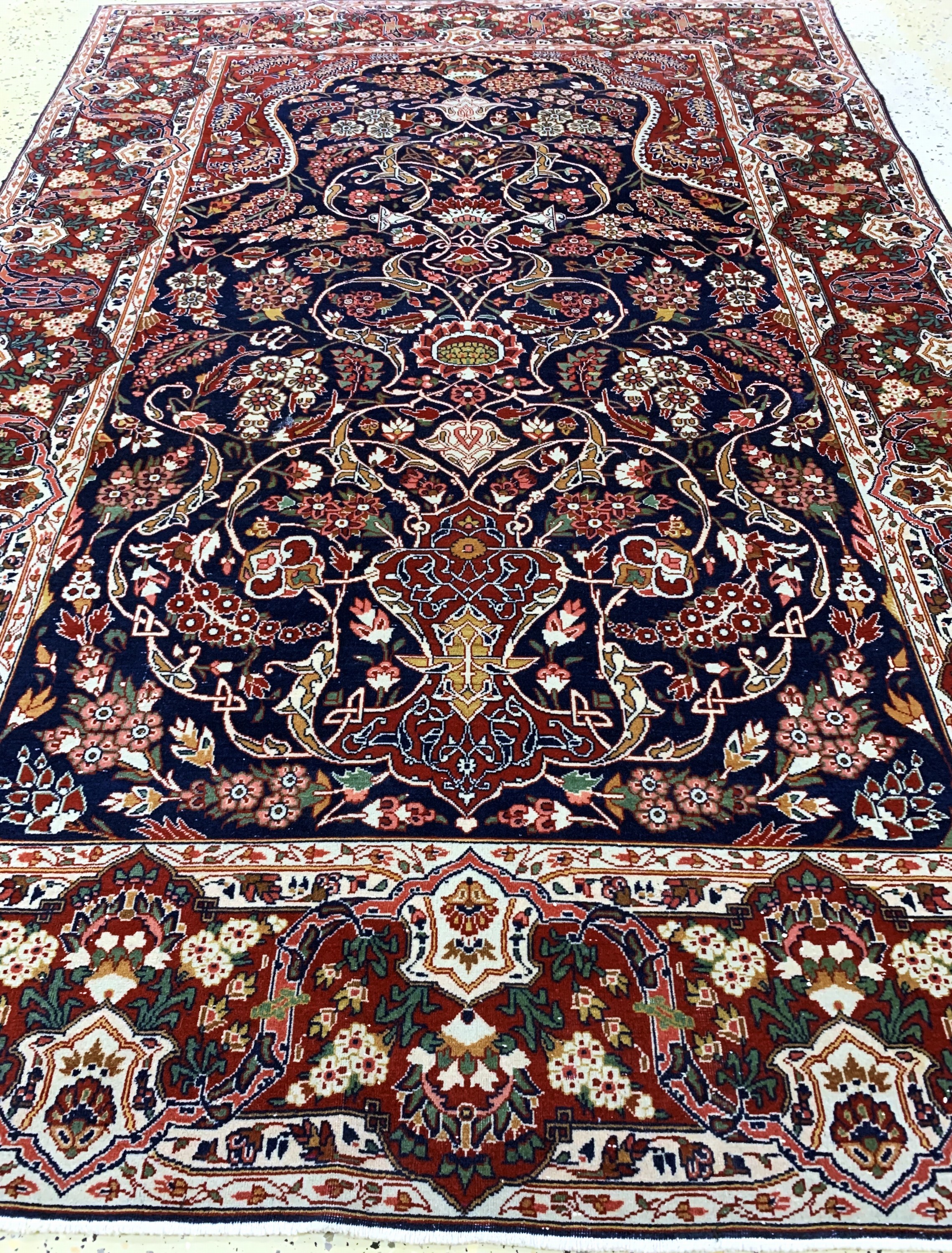Detail d: Keschan Kork fein, Persien, Anfang 20.Jhd, Korkwolle auf Baumwolle, ca. 206 x 135 cm, Mottenfraß, EHZ: 2(gereinigt)