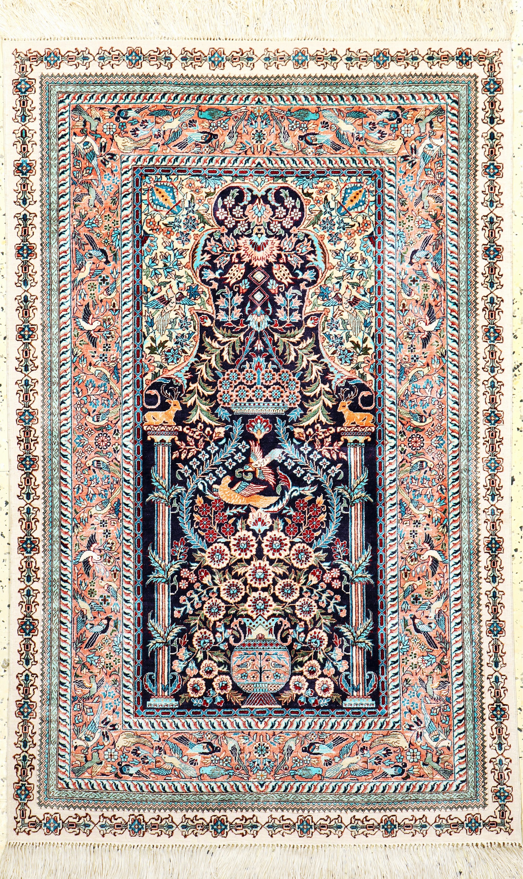 Hereke Seide fein, China, Ende 20.Jhd, reine Naturseide, ca. 123 x 78 cm, ca. 1,0 Mio. Kn/qm, EHZ: 2