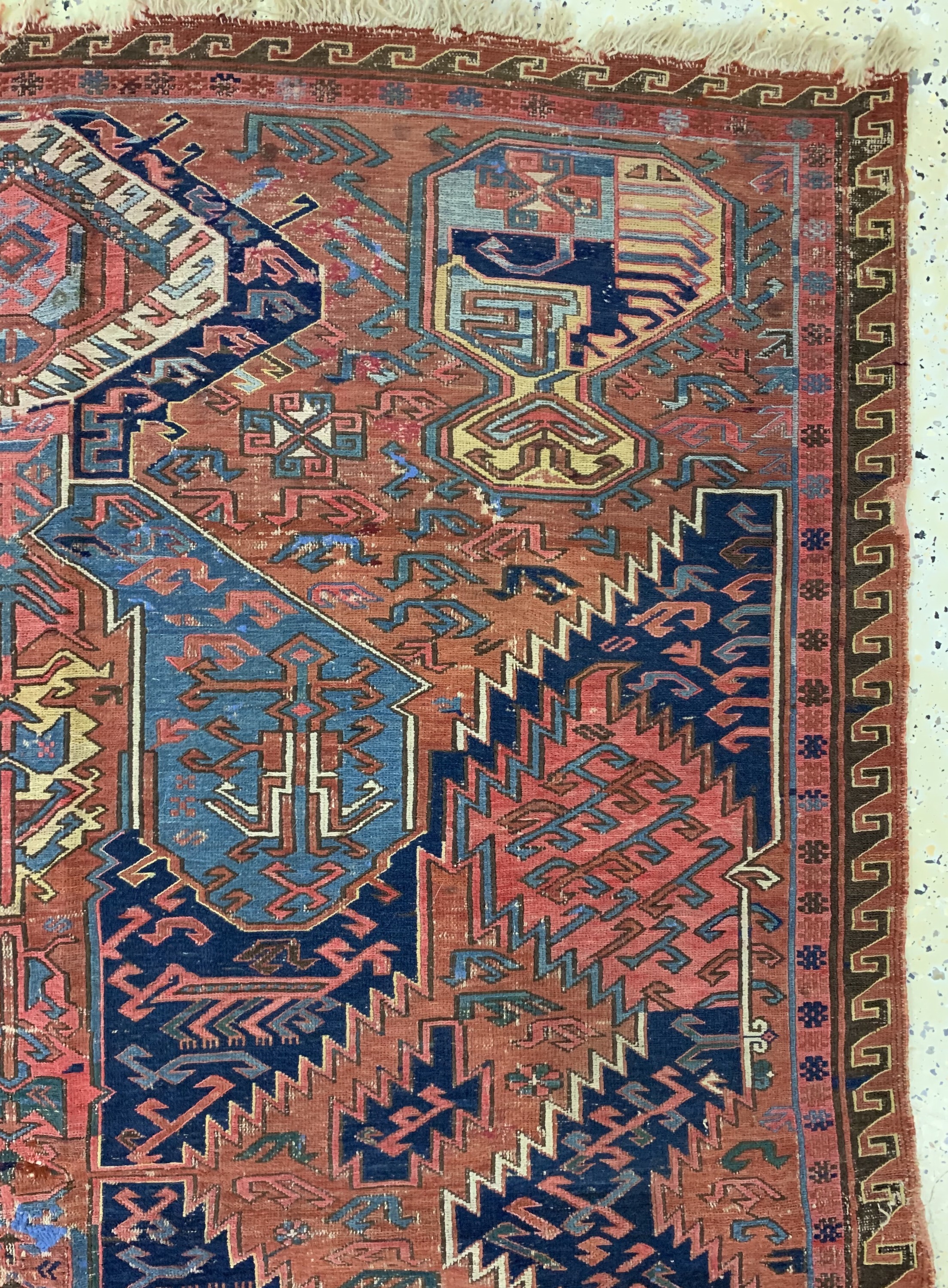 Detail d: "Drachen"Sumakh antik, Kaukasus, 19.Jhd, Wolle auf Wolle, ca. 190 x 140 cm, EHZ: 4, (Restaurierungen & Risse)