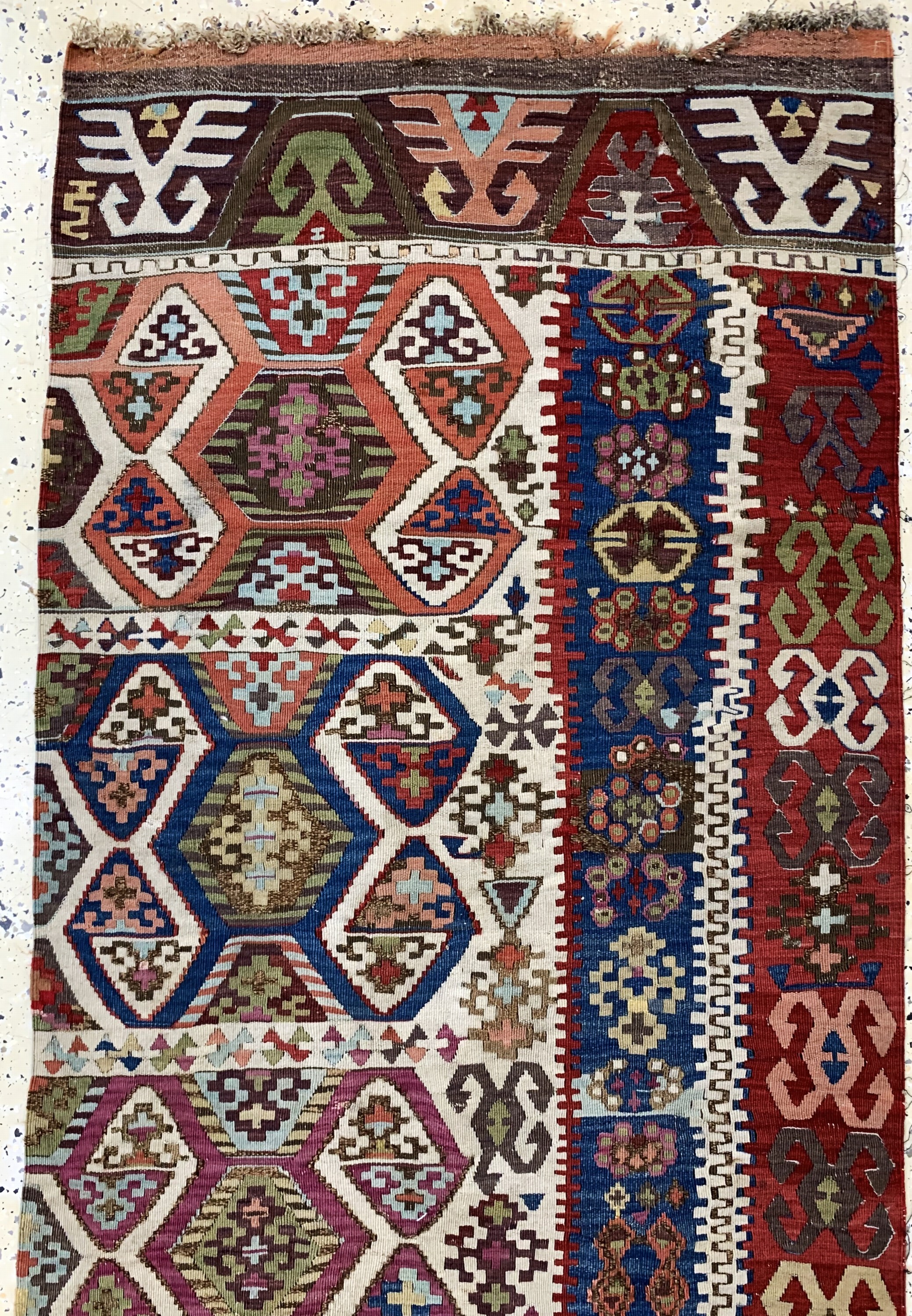 Detail a: Konya Kelim antik(1 Bahn), Türkei, 19.Jhd, Wolle auf Wolle, ca. 415 x 80 cm, EHZ: 3