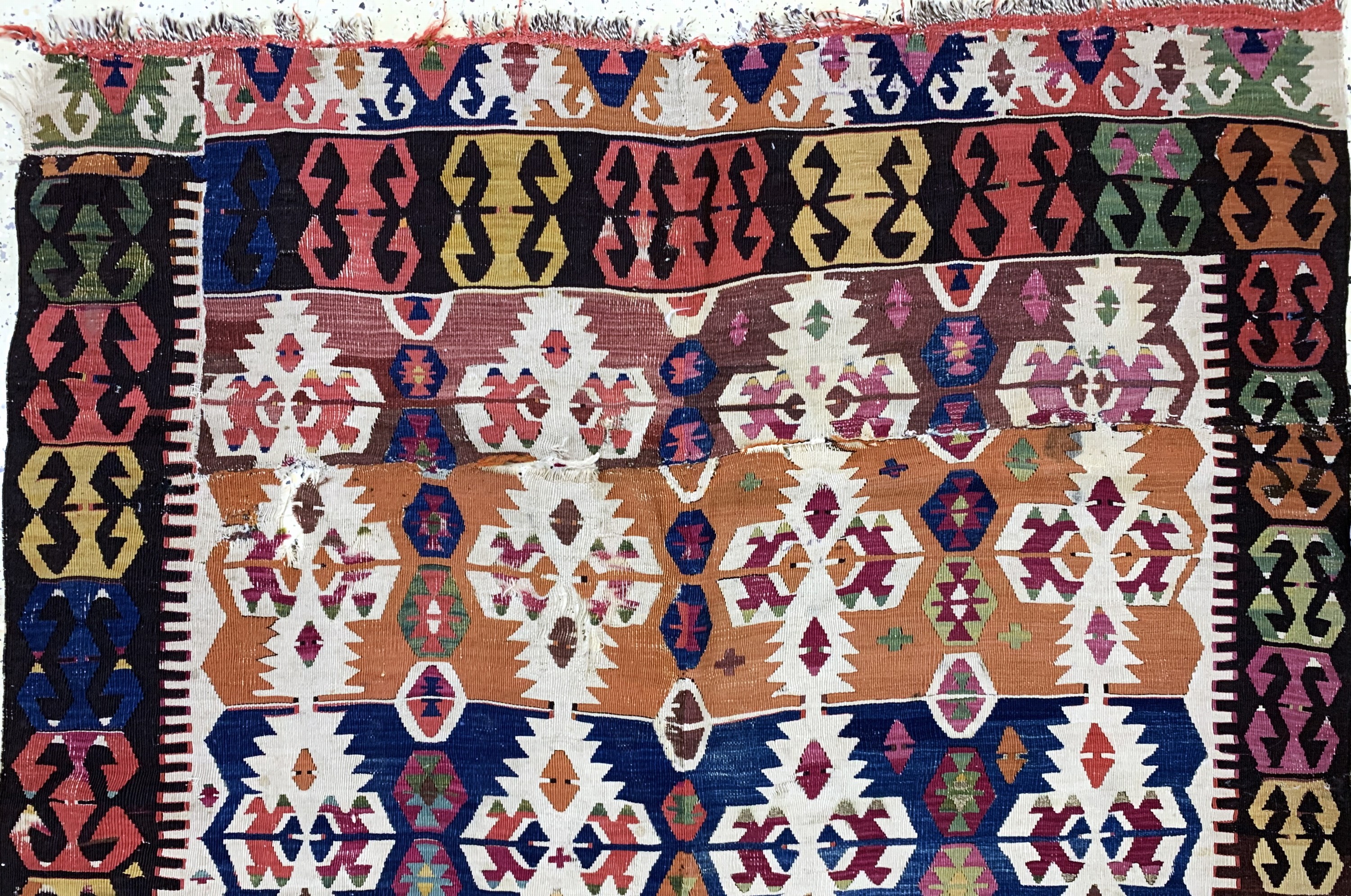 Detail a: Aydin Kelim antik, Türkei, 19.Jhd, Wolle auf Wolle, ca. 322 x 161 cm, verkürzt, EHZ: 4
