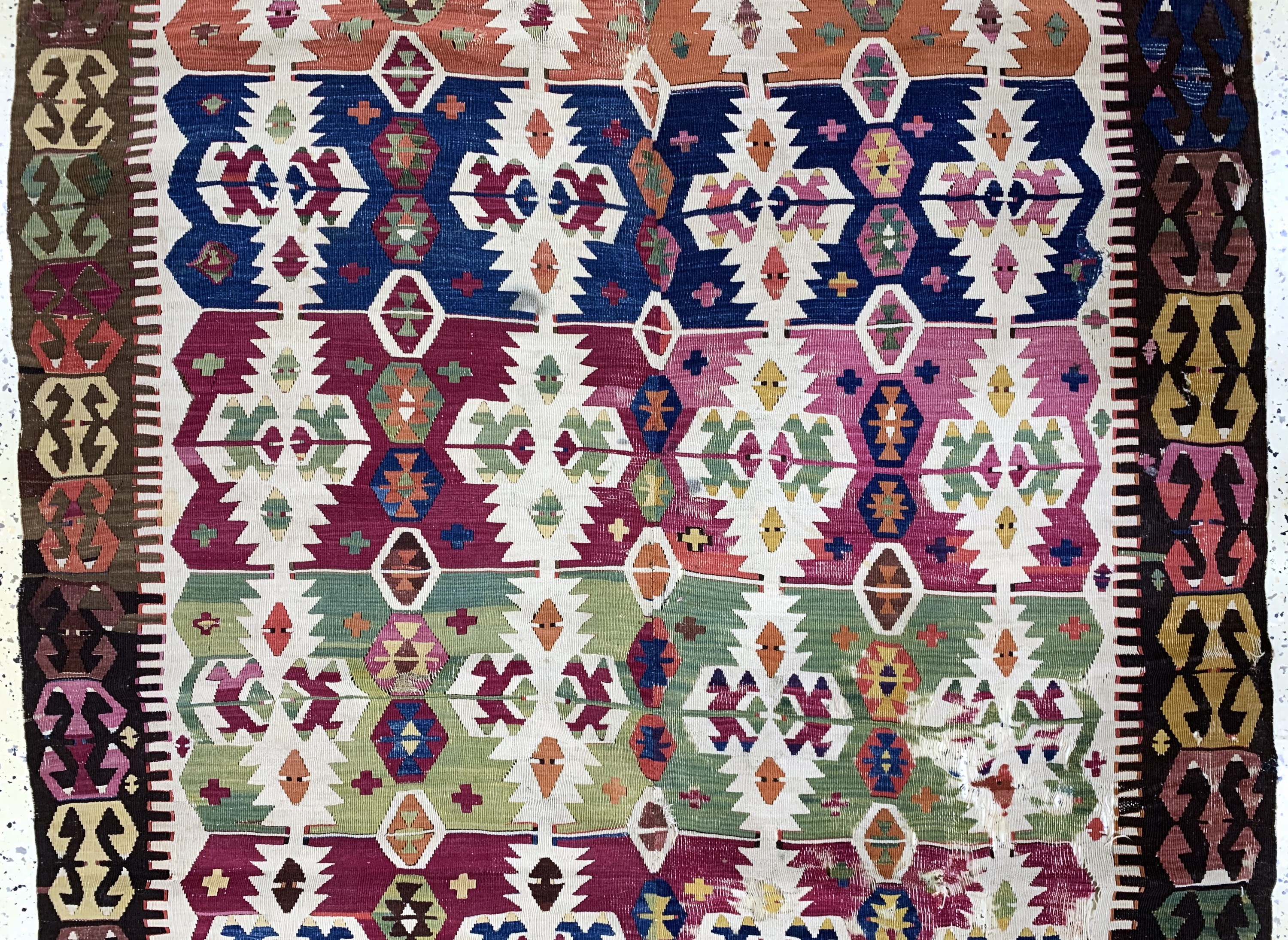 Detail d: Aydin Kelim antik, Türkei, 19.Jhd, Wolle auf Wolle, ca. 322 x 161 cm, verkürzt, EHZ: 4
