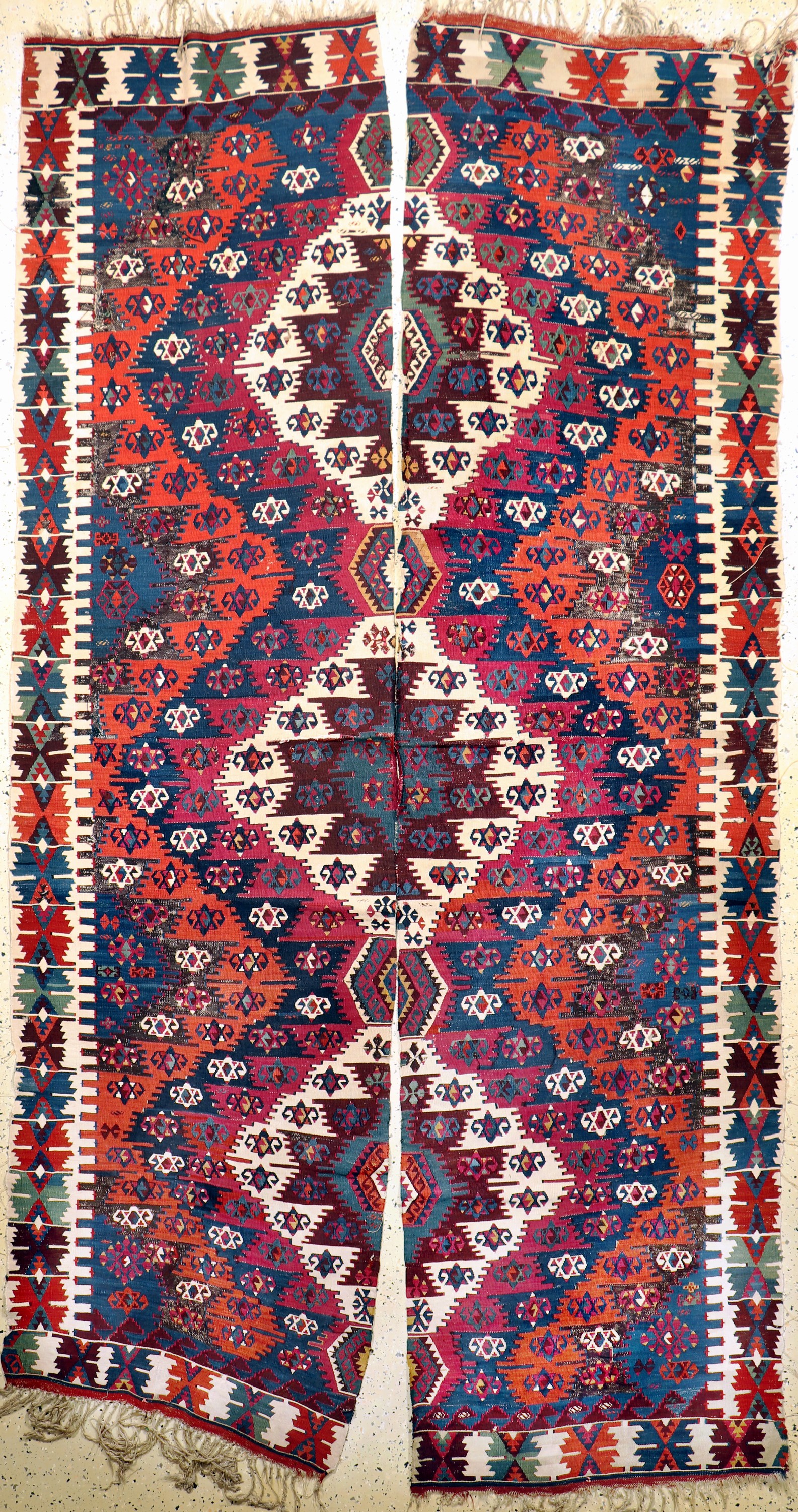 Konya Kelim antik, Türkei, 19.Jhd, Wolle auf Wolle, ca. 330 x 175 cm, EHZ: 4