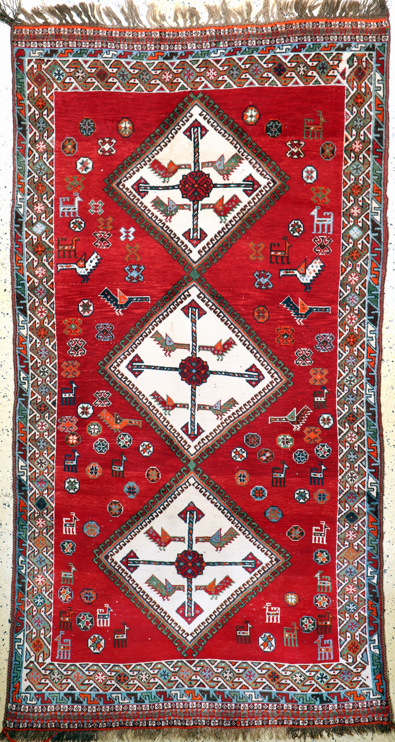 Ghaschgai fein alt, Persien, Anfang 20.Jhd,Wolle auf Wolle, ca. 250 x 135 cm, EHZ: 2-3