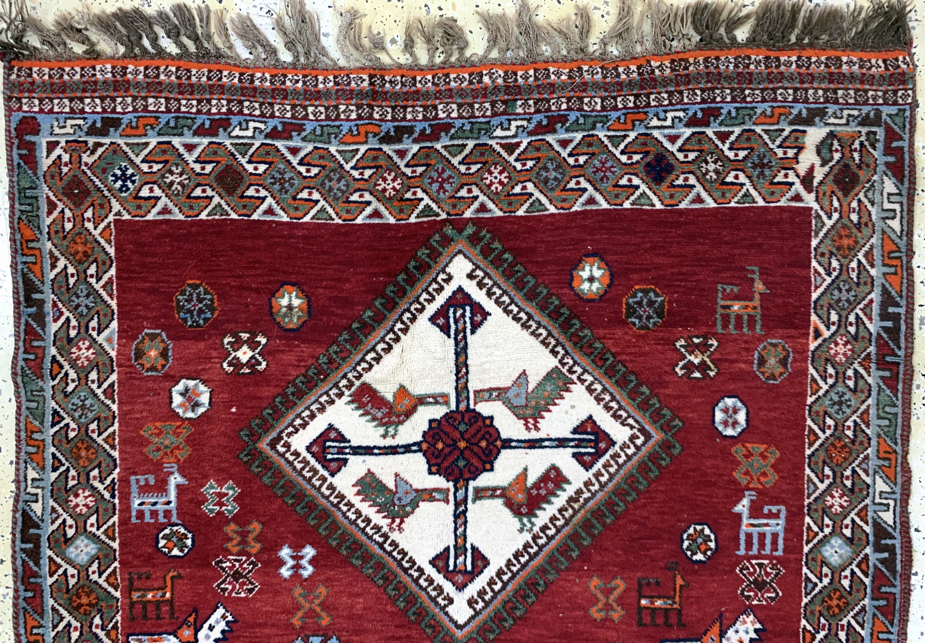 Detail a: Ghaschgai fein alt, Persien, Anfang 20.Jhd,Wolle auf Wolle, ca. 250 x 135 cm, EHZ: 2-3