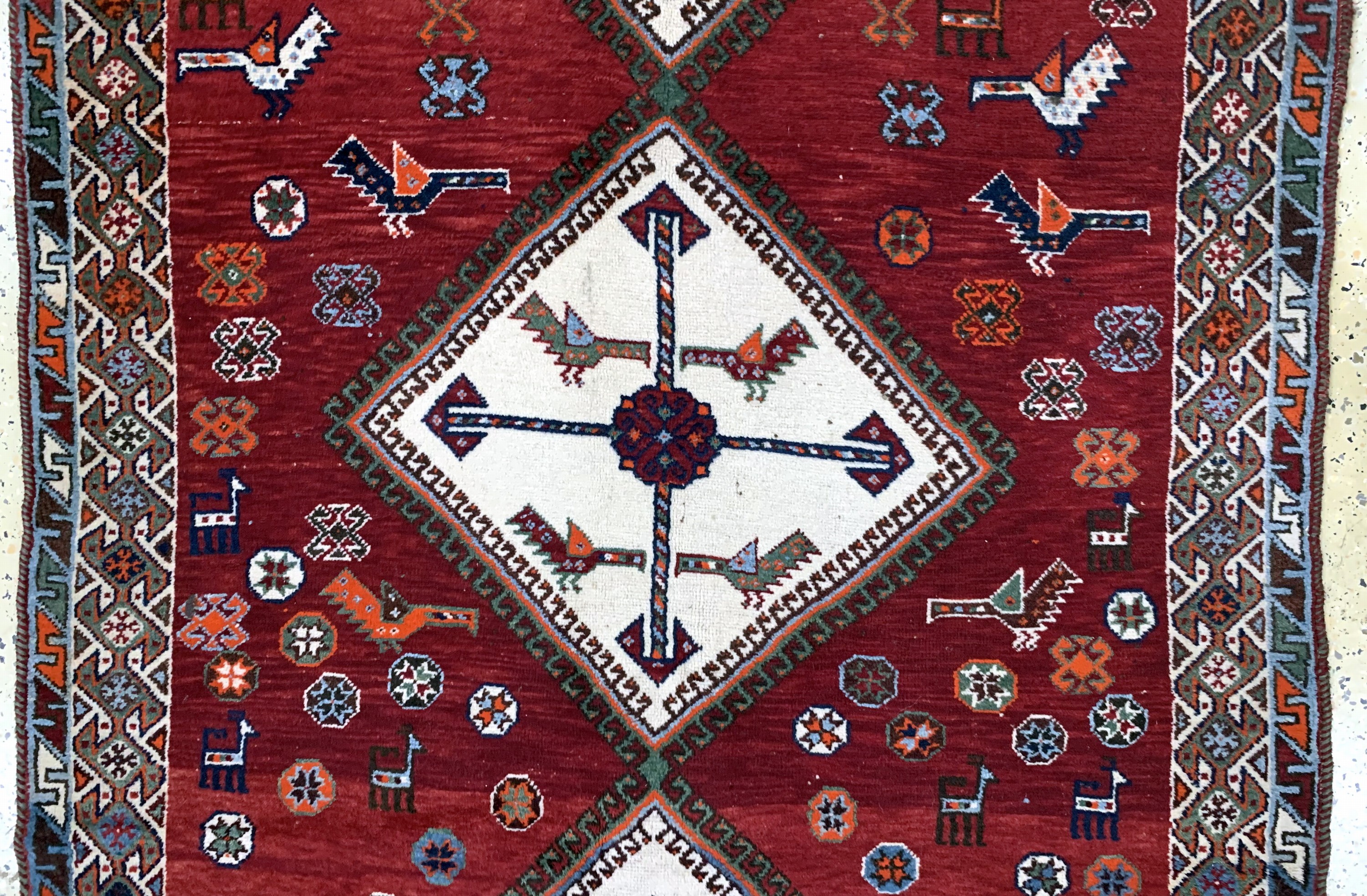 Detail b: Ghaschgai fein alt, Persien, Anfang 20.Jhd,Wolle auf Wolle, ca. 250 x 135 cm, EHZ: 2-3