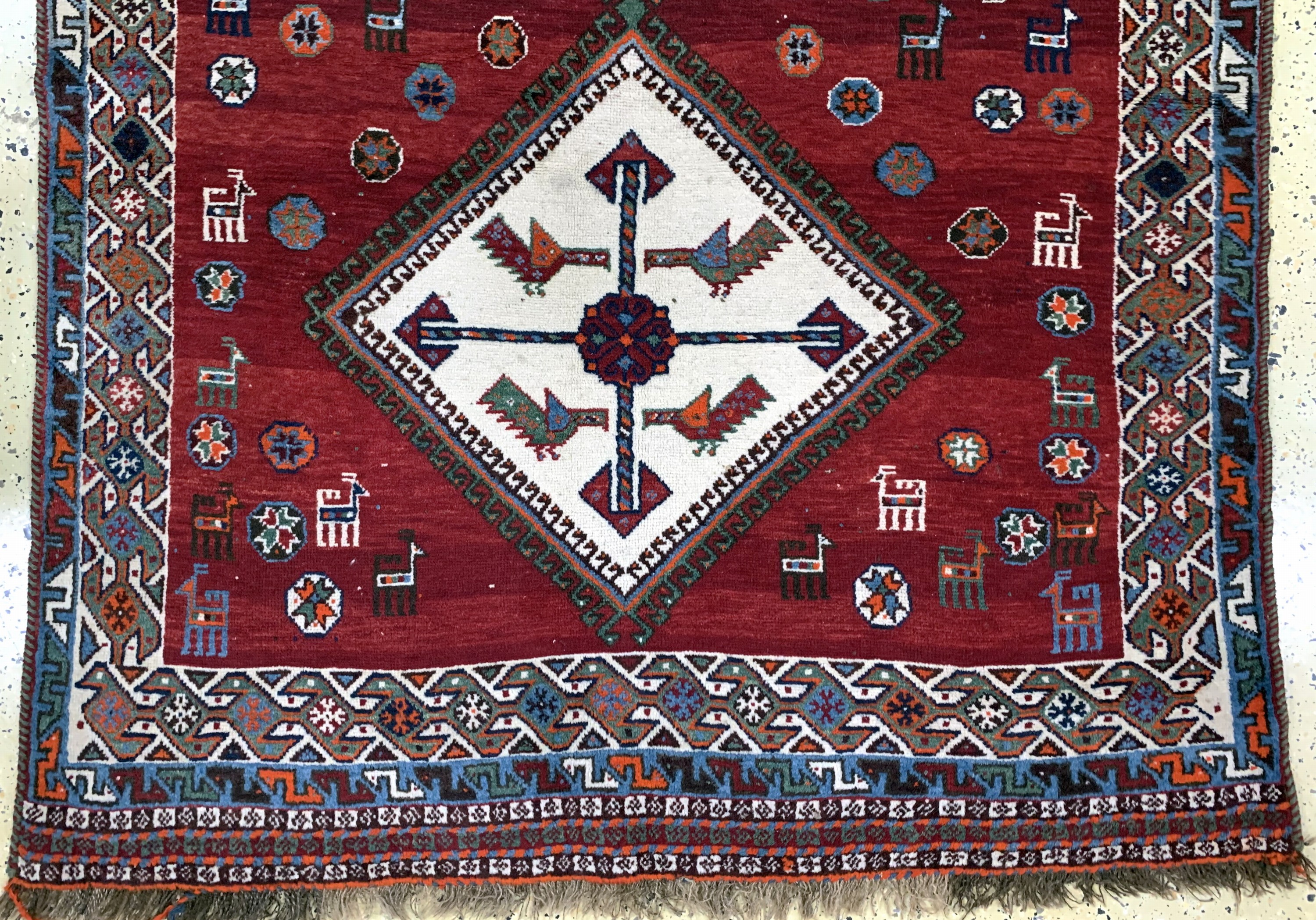 Detail c: Ghaschgai fein alt, Persien, Anfang 20.Jhd,Wolle auf Wolle, ca. 250 x 135 cm, EHZ: 2-3
