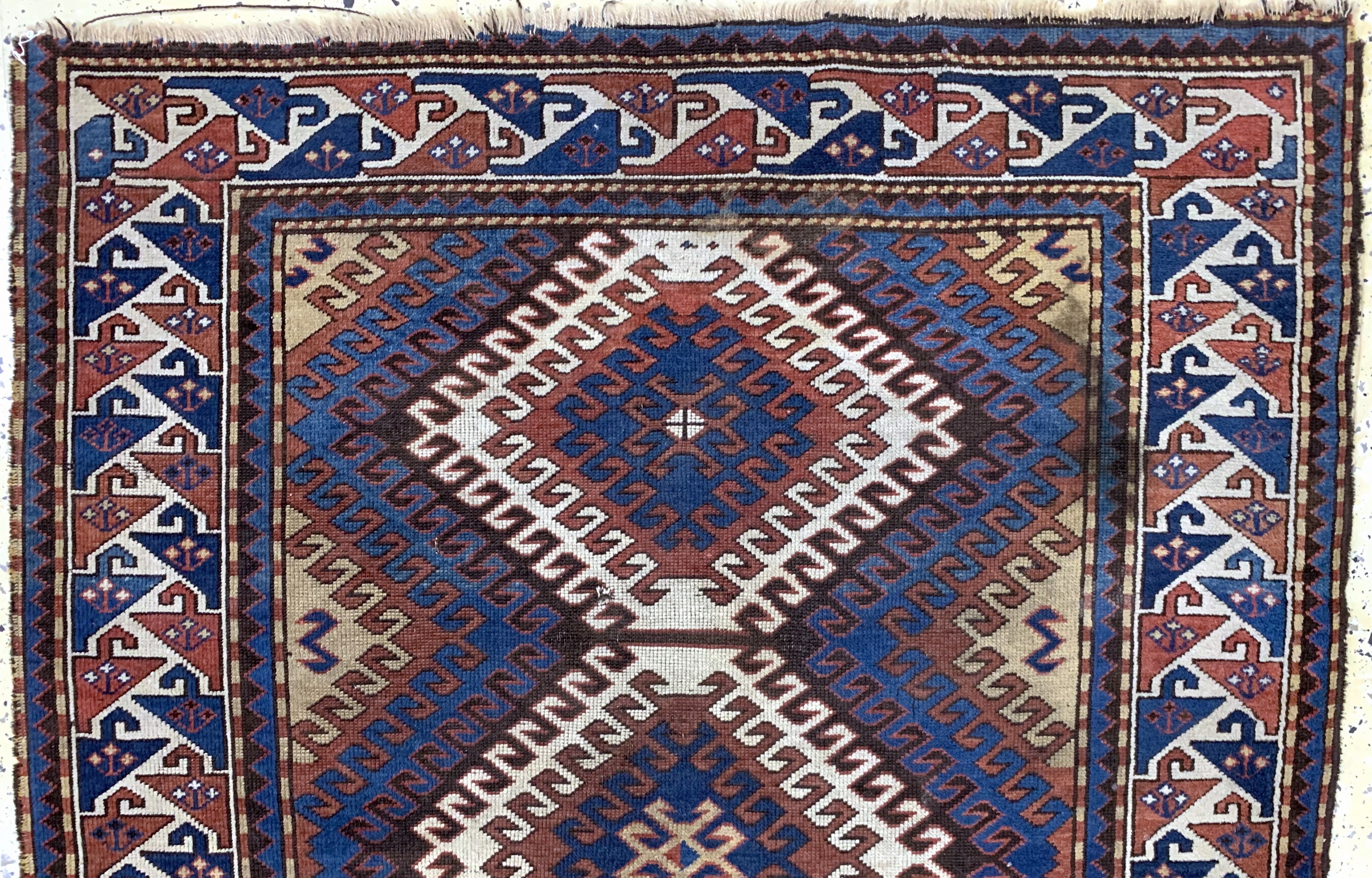 Detail a: "Bordjalou"kazak antik, Kaukasus, 19.Jhd, Wolle auf Wolle, ca. 195 x 125 cm, EHZ: 3-4