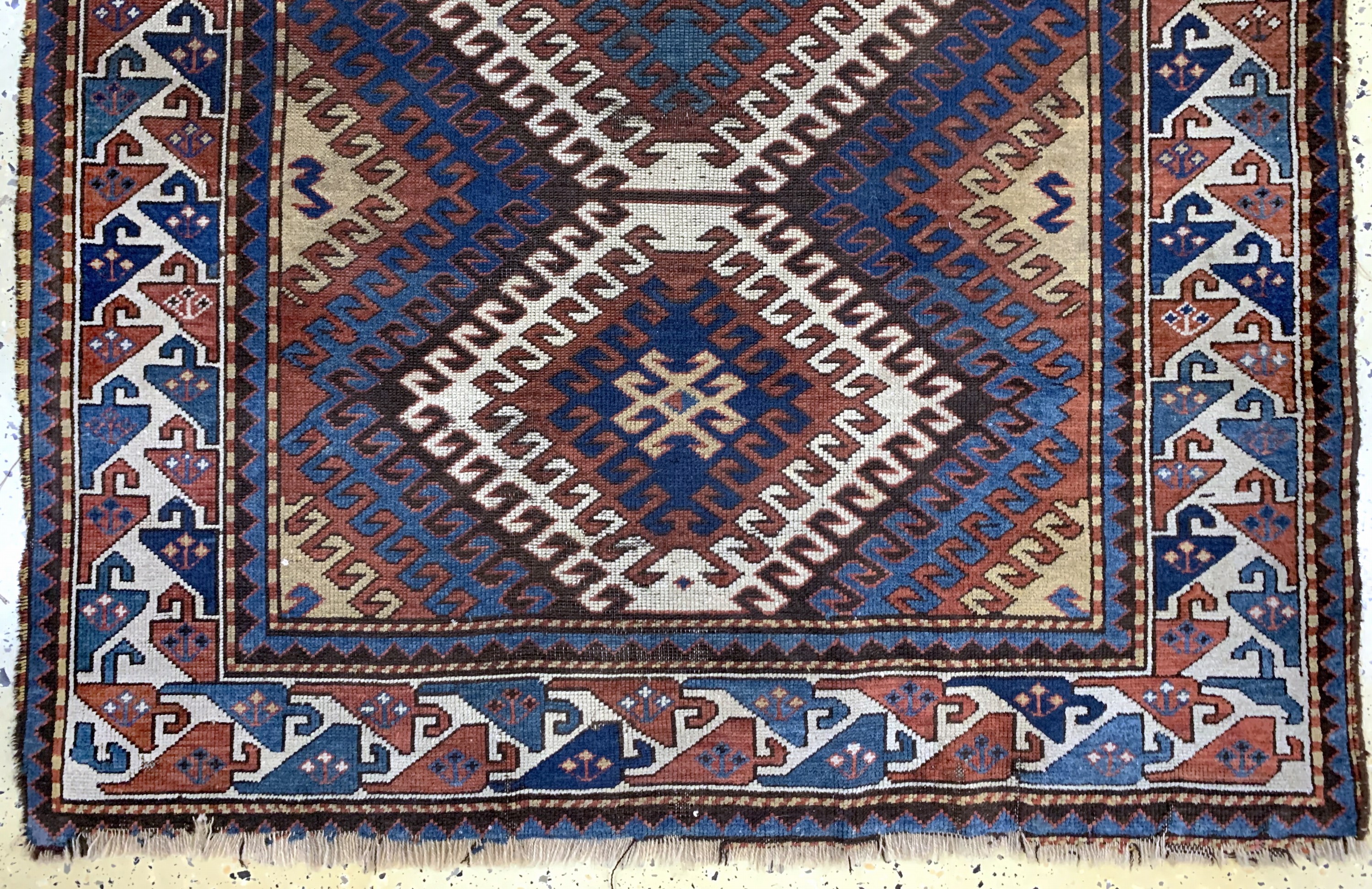 Detail c: "Bordjalou"kazak antik, Kaukasus, 19.Jhd, Wolle auf Wolle, ca. 195 x 125 cm, EHZ: 3-4