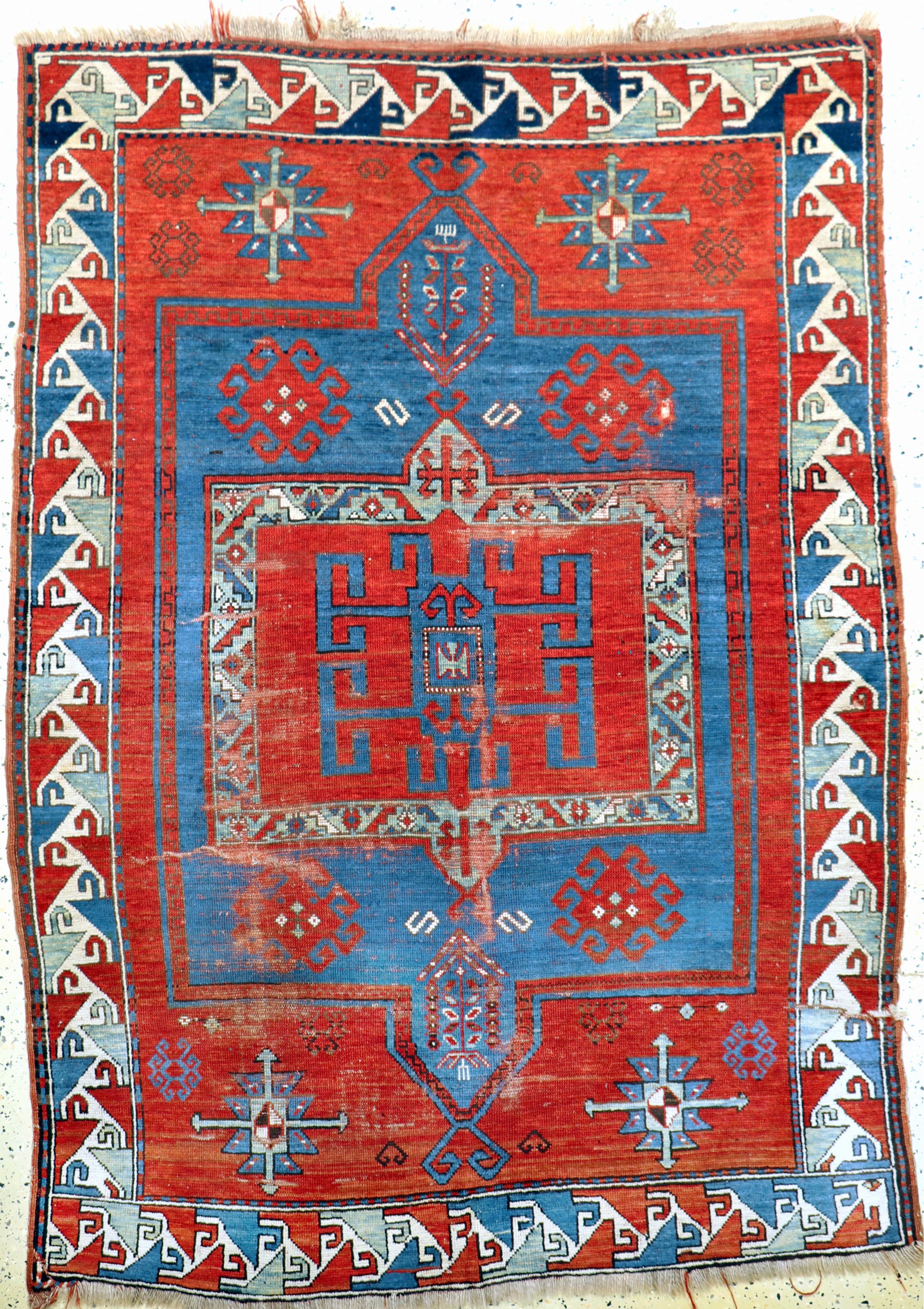 "Fachalo"Kazak antik, Kaukasus, 19.Jhd, Wolle auf Wolle, ca. 205 x 150 cm, EHZ: 4