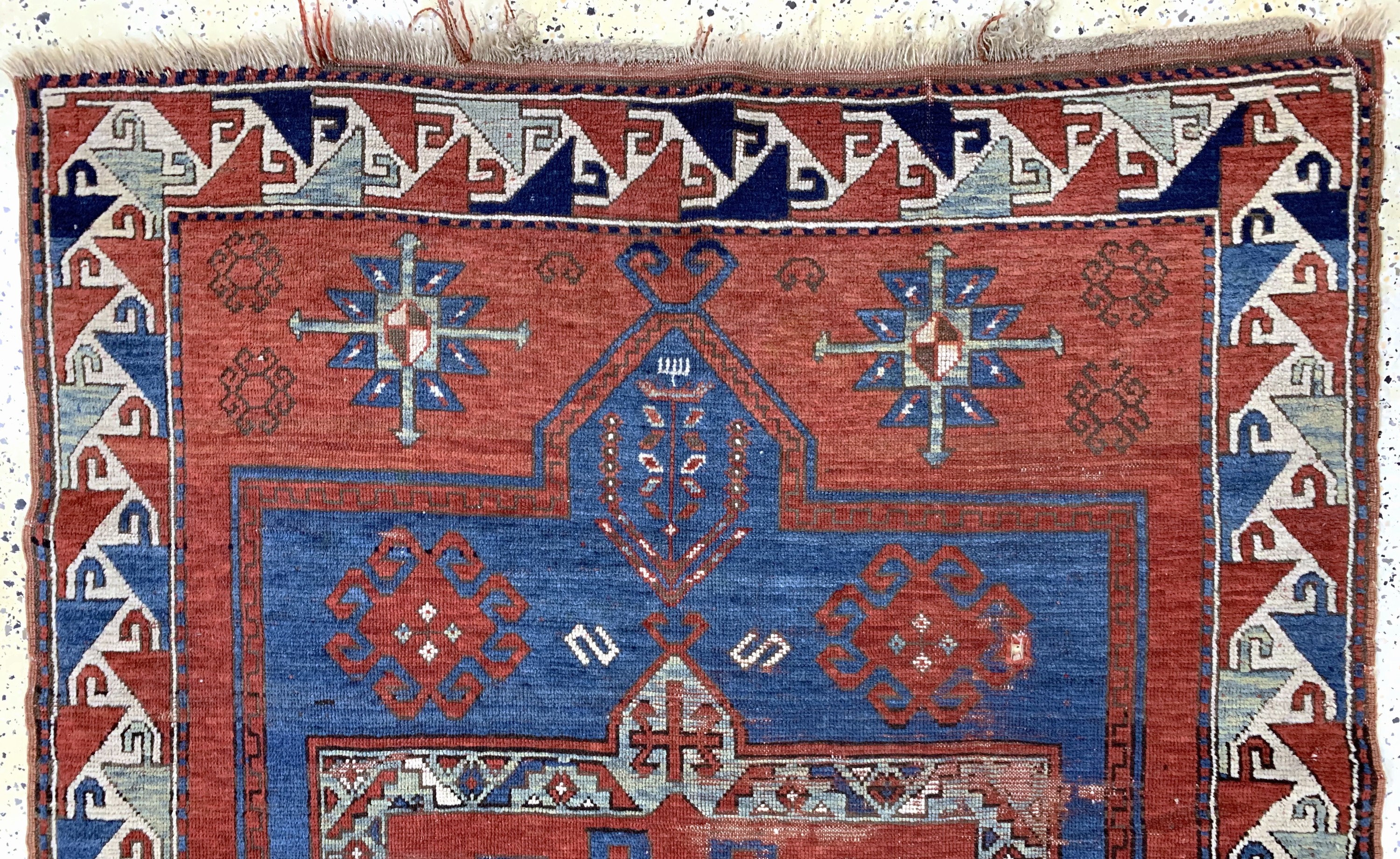 Detail a: "Fachalo"Kazak antik, Kaukasus, 19.Jhd, Wolle auf Wolle, ca. 205 x 150 cm, EHZ: 4