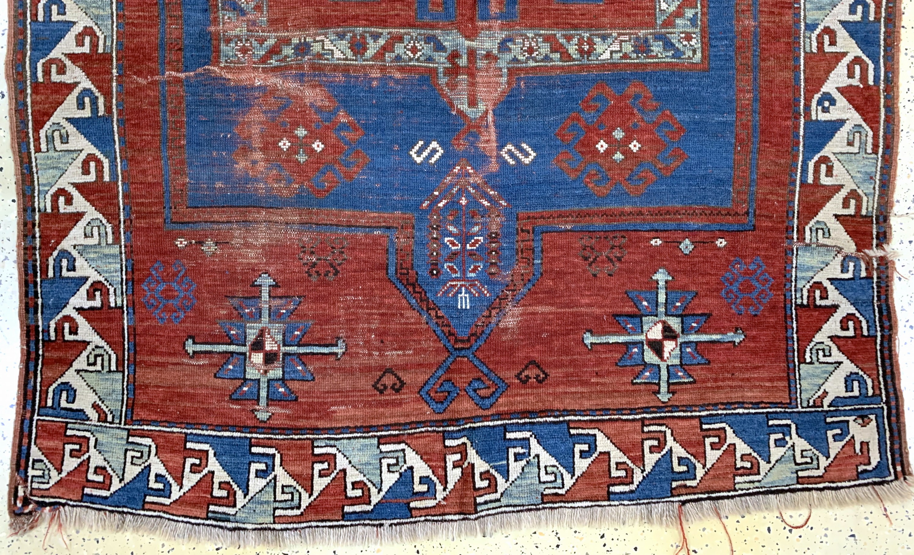 Detail c: "Fachalo"Kazak antik, Kaukasus, 19.Jhd, Wolle auf Wolle, ca. 205 x 150 cm, EHZ: 4