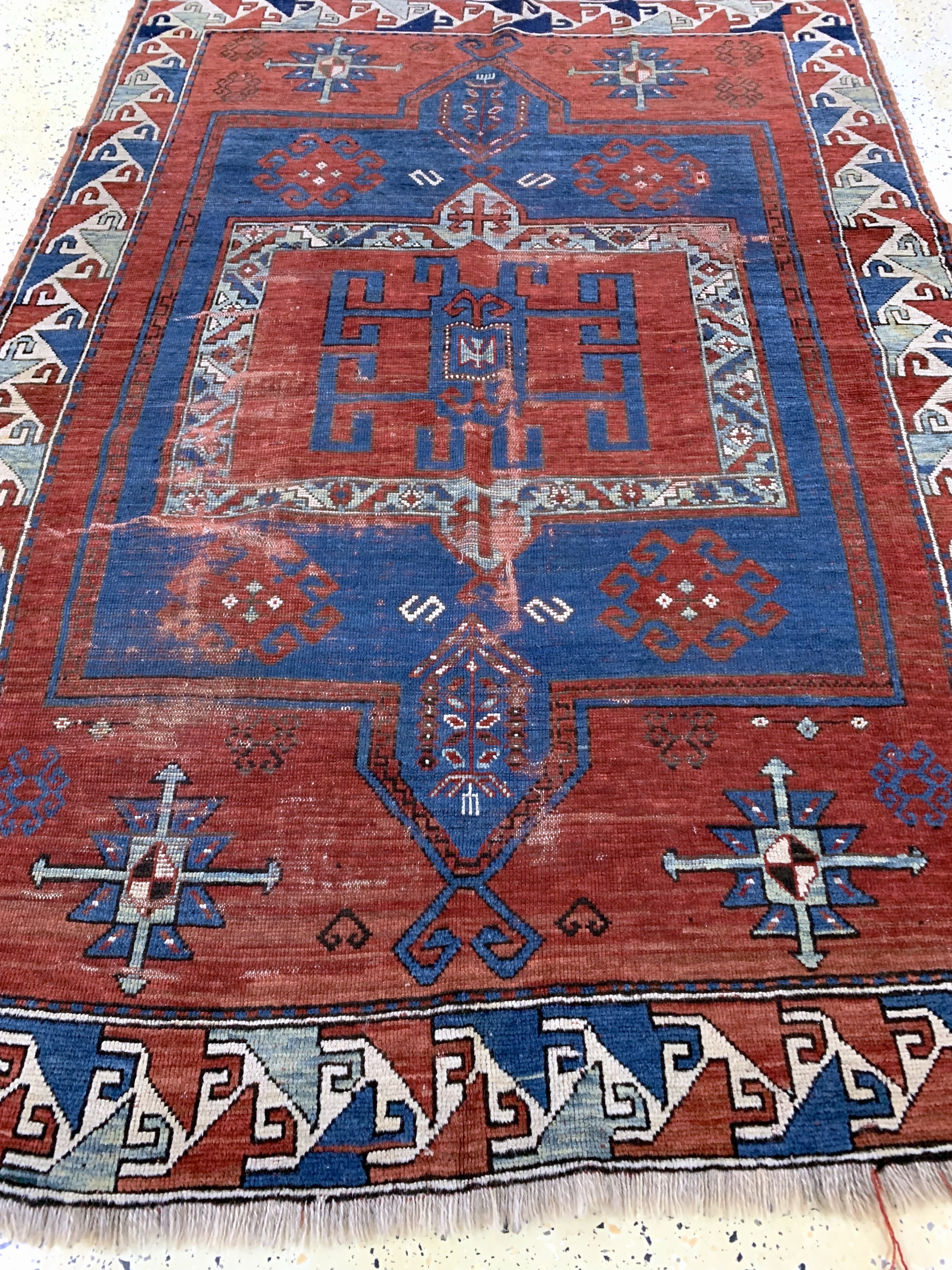 Detail d: "Fachalo"Kazak antik, Kaukasus, 19.Jhd, Wolle auf Wolle, ca. 205 x 150 cm, EHZ: 4
