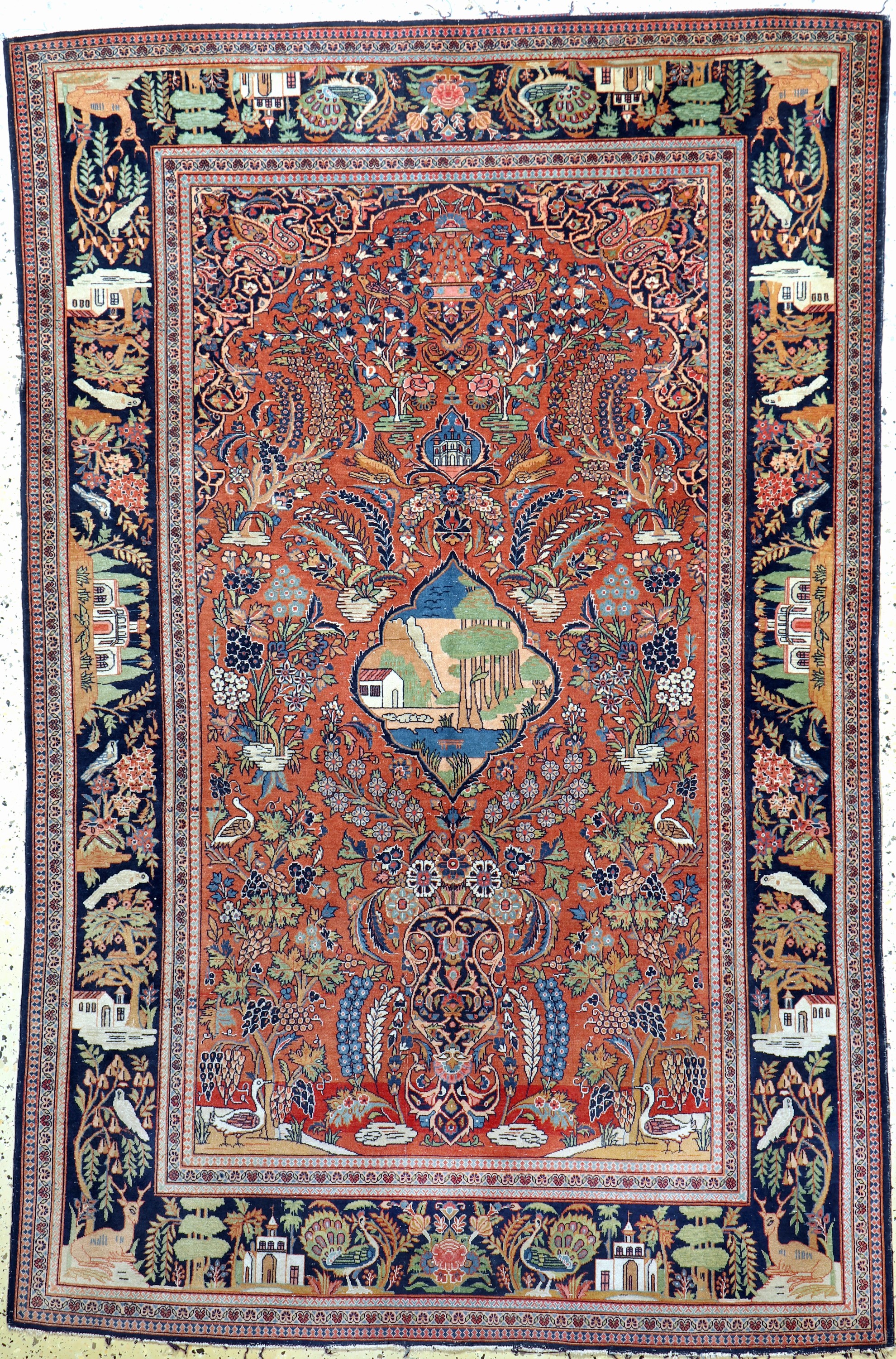 Keschan fein alt, Persien, Anfang 20.Jhd, Wolle auf Baumwolle, ca. 203 x 133 cm, verblasst, EHZ: 3