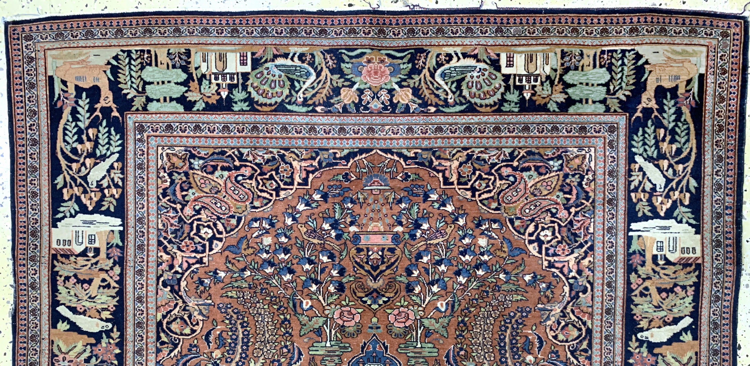 Detail a: Keschan fein alt, Persien, Anfang 20.Jhd, Wolle auf Baumwolle, ca. 203 x 133 cm, verblasst, EHZ: 3