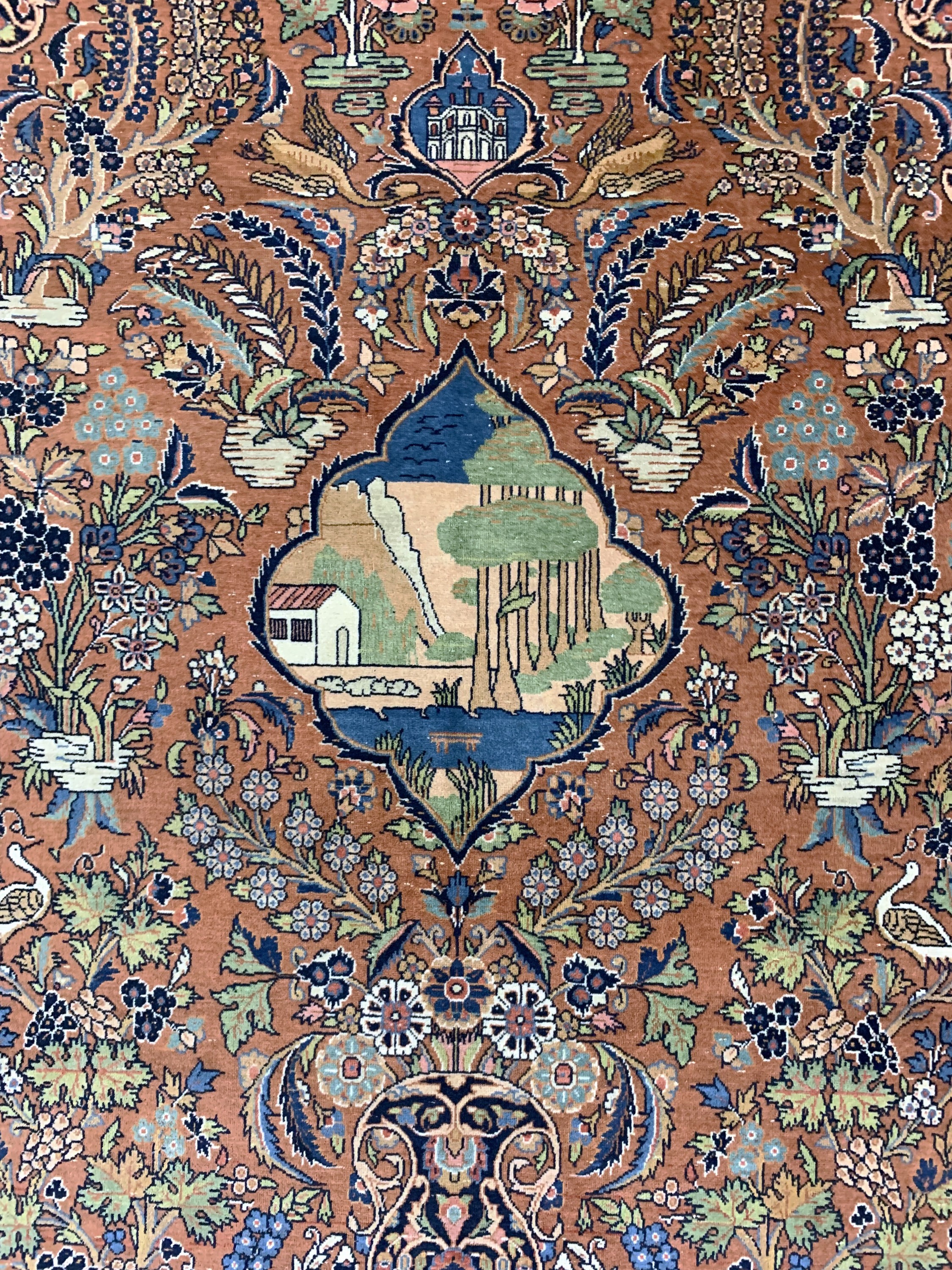 Detail b: Keschan fein alt, Persien, Anfang 20.Jhd, Wolle auf Baumwolle, ca. 203 x 133 cm, verblasst, EHZ: 3