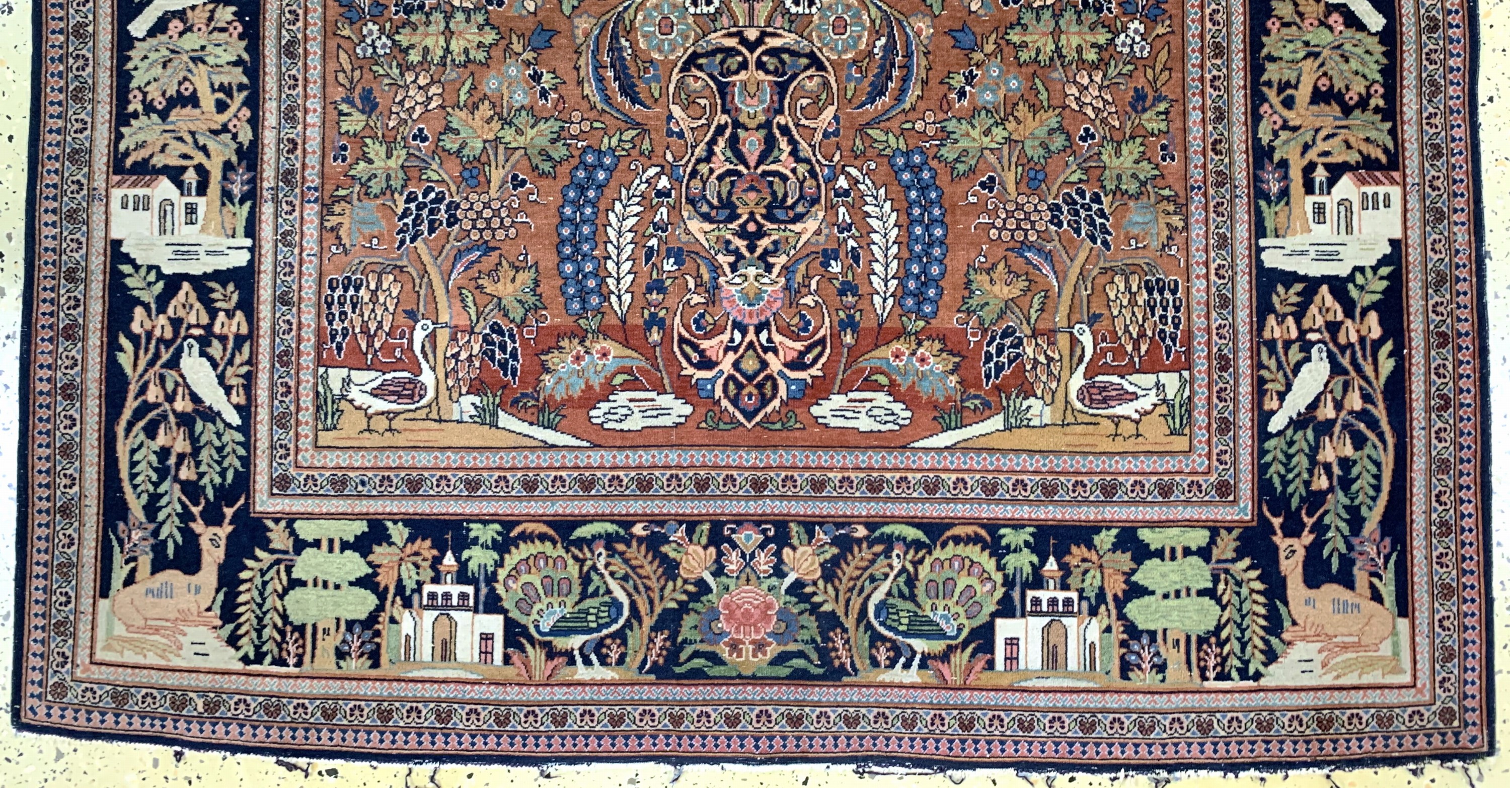 Detail c: Keschan fein alt, Persien, Anfang 20.Jhd, Wolle auf Baumwolle, ca. 203 x 133 cm, verblasst, EHZ: 3