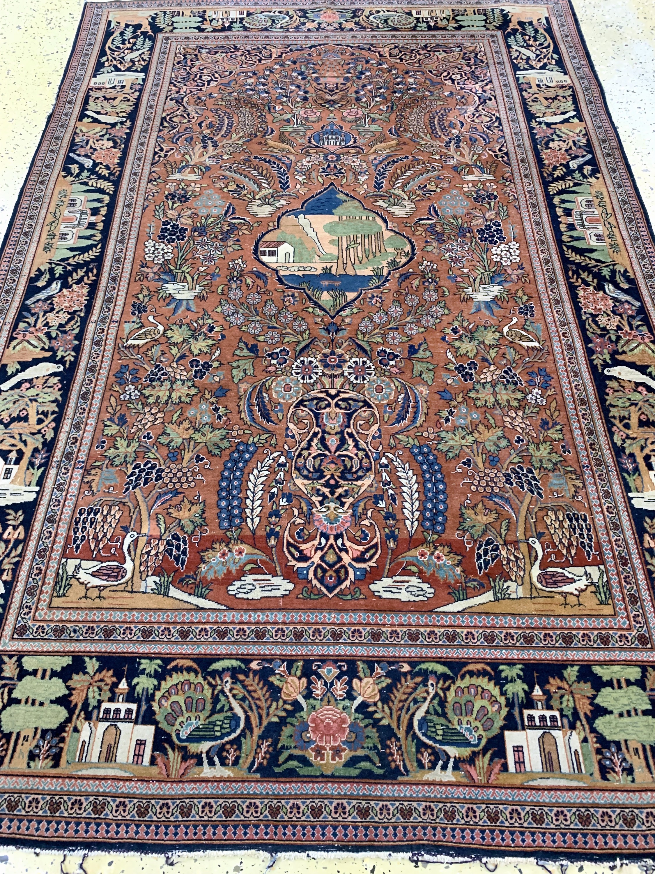 Detail d: Keschan fein alt, Persien, Anfang 20.Jhd, Wolle auf Baumwolle, ca. 203 x 133 cm, verblasst, EHZ: 3