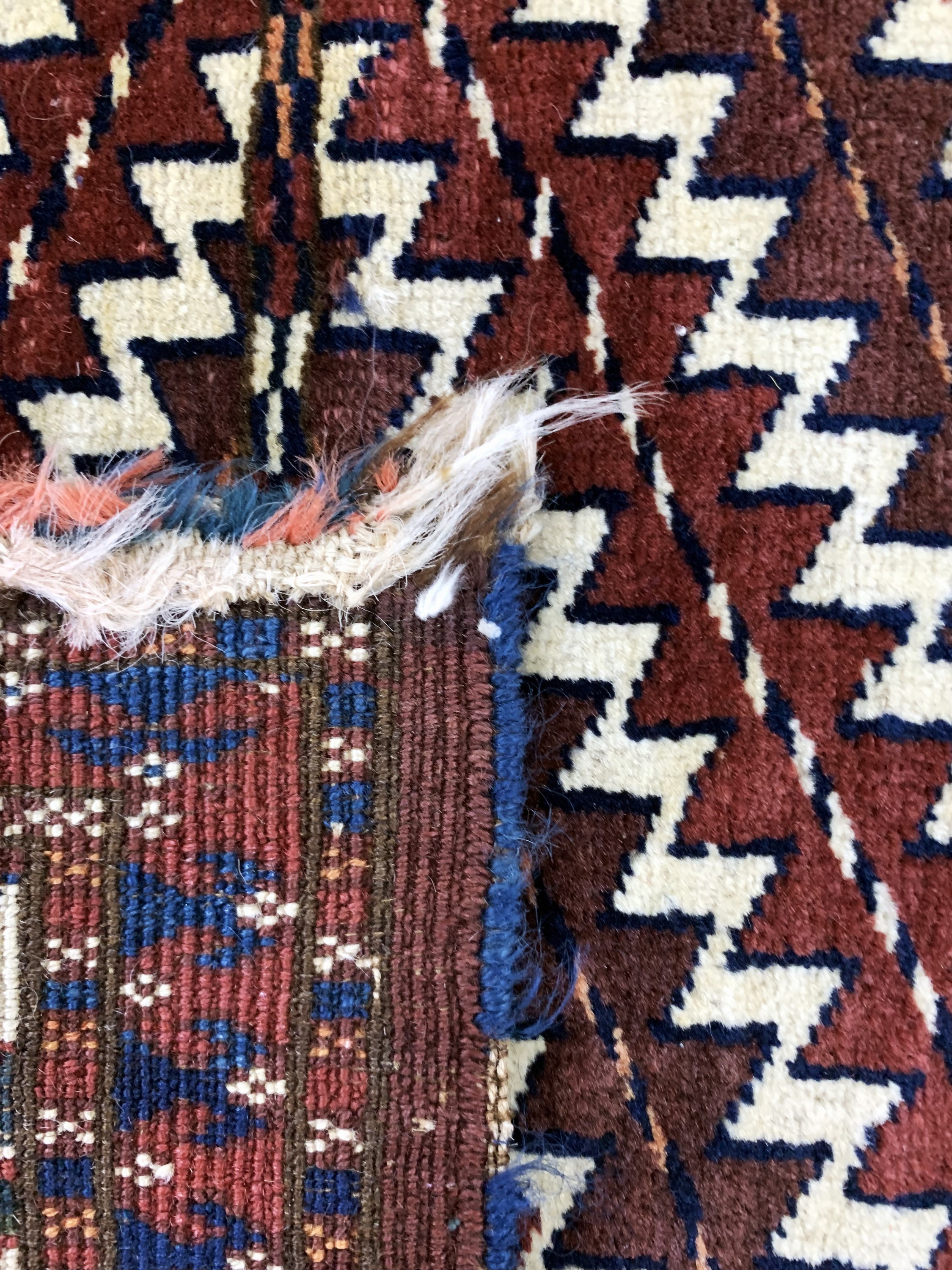 Detail f: 2 lots Jomud"Ok-Bash"antik, Turkmenistan, 19.Jhd, Wolle auf Wolle, ca. 60 x 50 cm, EHZ: 2-3