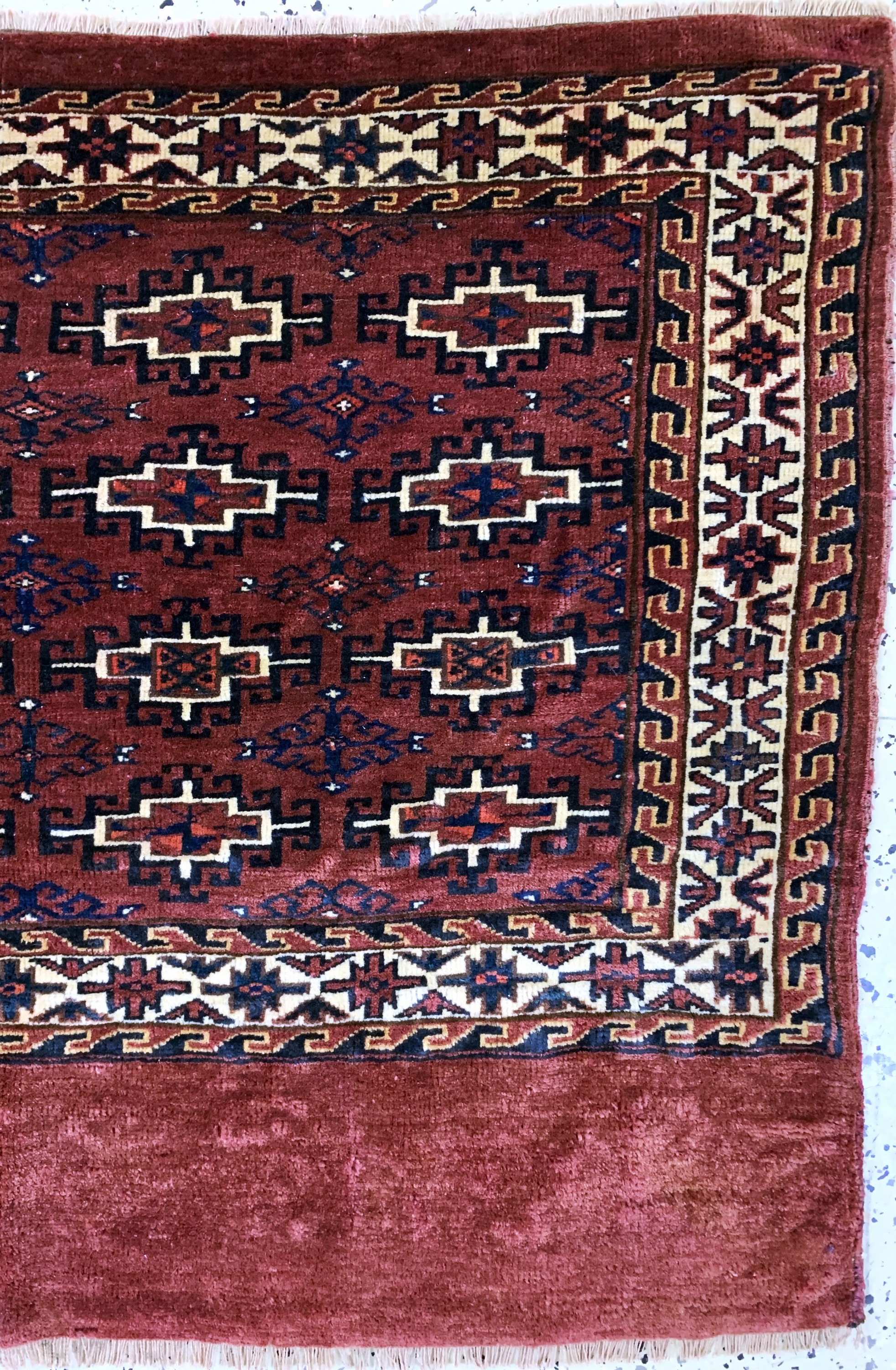 Detail a: Tekke Tschowal antik, Turkmenistan, 19.Jhd,Wolle auf Wolle, ca. 117 x 80 cm, EHZ: 2-3