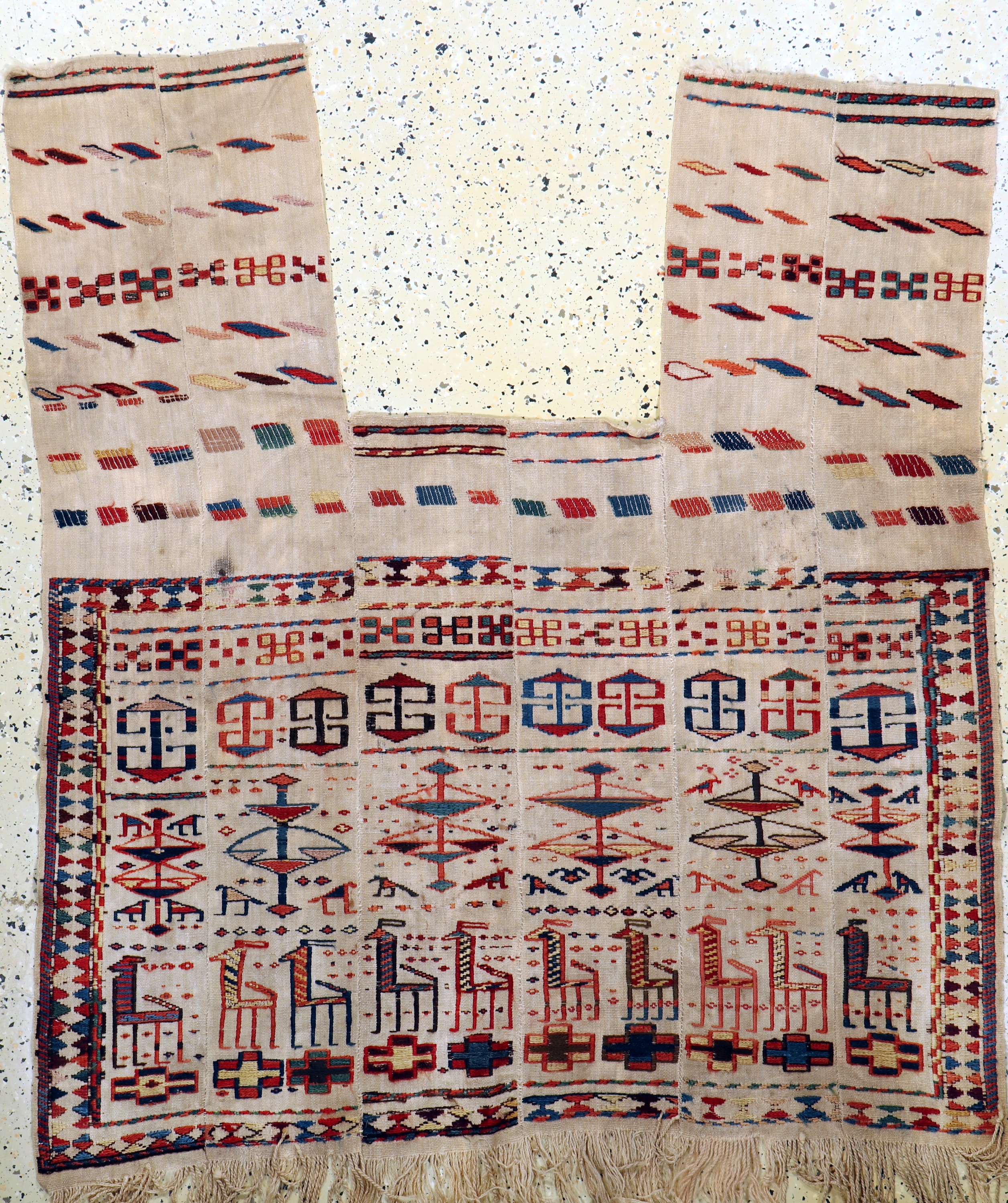 Ghaschgai"Pferde-Decke", Turkmenistan, Anfang 20.Jhd, Wolle auf Wolle, ca. 150 x 130 cm, EHZ: 2-3