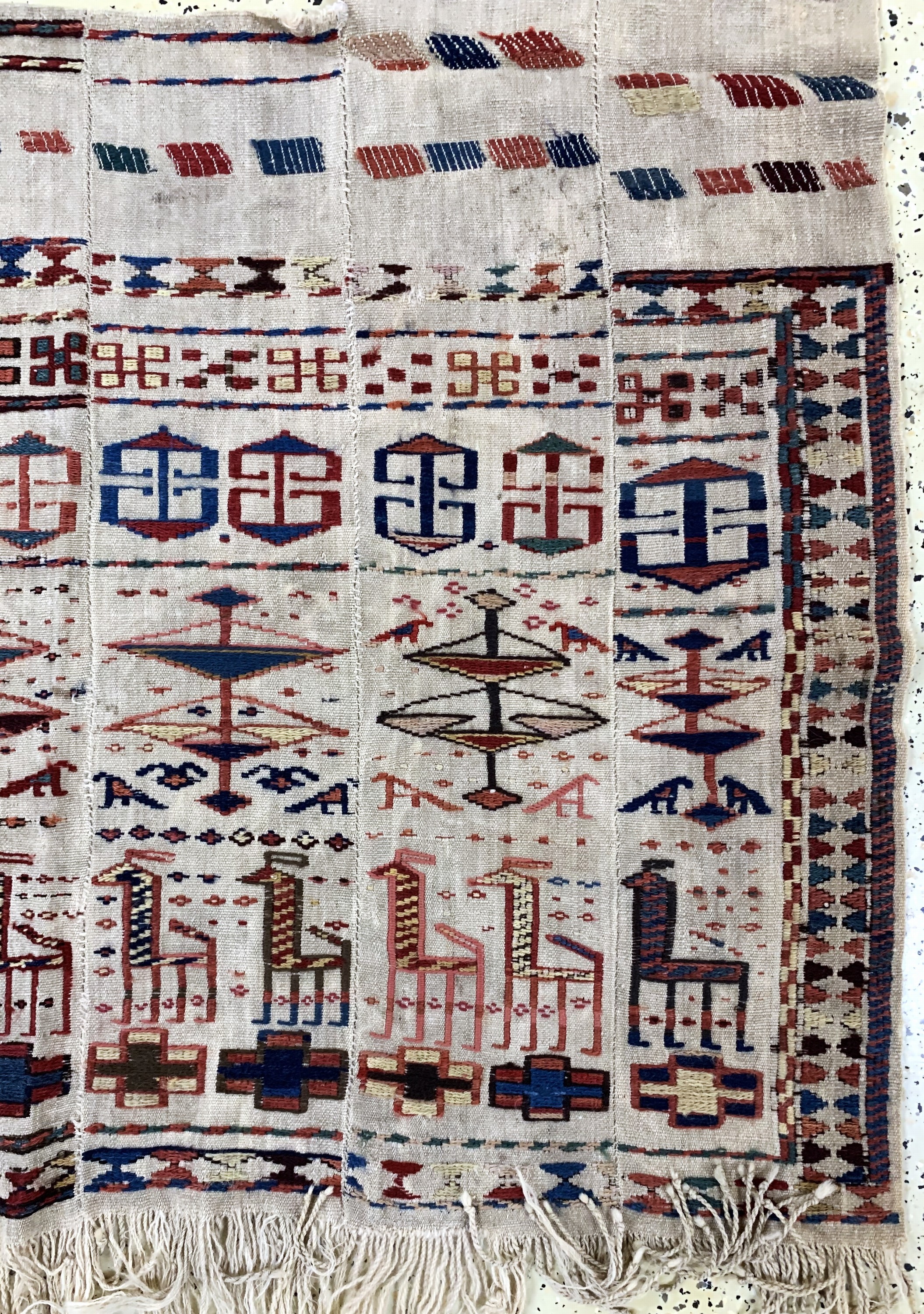 Detail b: Ghaschgai"Pferde-Decke", Turkmenistan, Anfang 20.Jhd, Wolle auf Wolle, ca. 150 x 130 cm, EHZ: 2-3