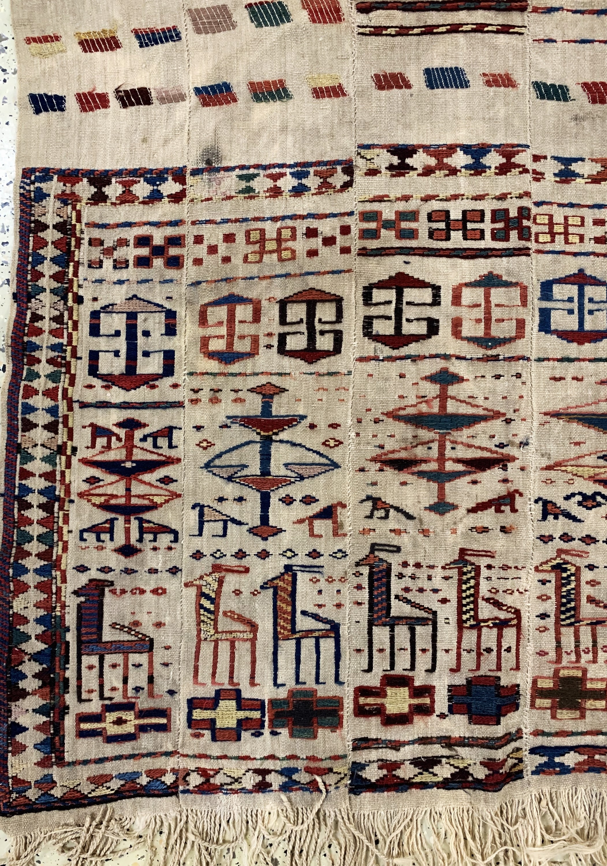 Detail c: Ghaschgai"Pferde-Decke", Turkmenistan, Anfang 20.Jhd, Wolle auf Wolle, ca. 150 x 130 cm, EHZ: 2-3