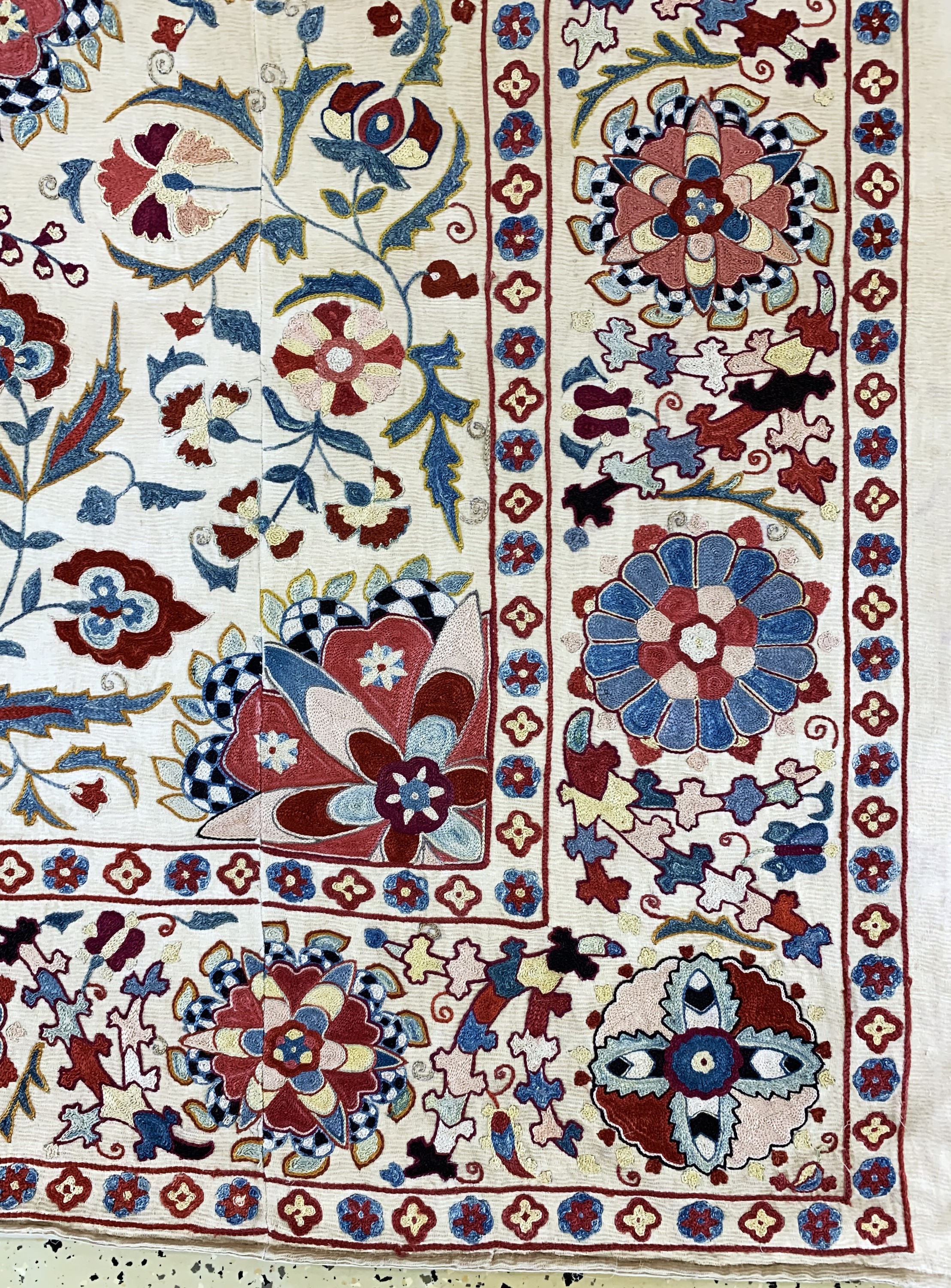 Detail a: Buchara"Susani", Uzbekistan, Anfang 20.Jhd, Seidenstickerei, ca. 170 x 145 cm, EHZ: 2