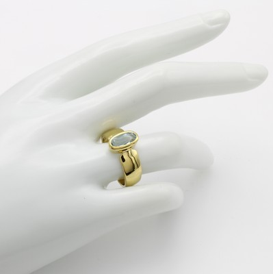 26933412b - Ring mit Aquamarin, GG 585/000, oval facett.Aquamarin ca. 1.3 ct, RW ca. 57 ...