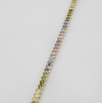 Image Regenbogen-Armband mit Saphiren, GG 750/ 000, rund facett. Saphire im Farbverlauf zus. ...