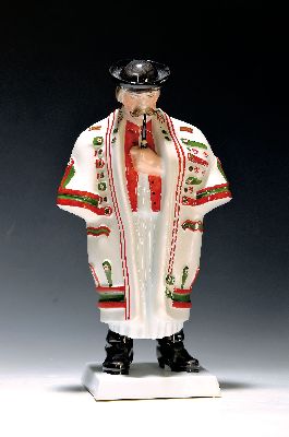 Image Große Porzellanfigur, Herend, 20. Jh., großer stehender Hirte mit Pfeife, ...