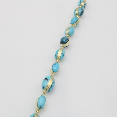Image Armband mit Türkisen, GG 585/000, ovale Türkiscabochons zus. ca. 110 ct, ...