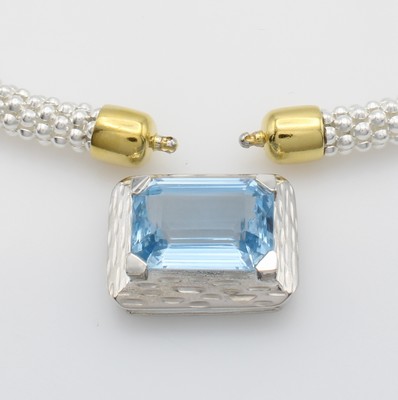 26933912a - Wechselschließe mit synth. Spinell an Kette, 925er Silber z.T. verg., Kette im ...