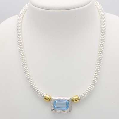 26933912b - Wechselschließe mit synth. Spinell an Kette, 925er Silber z.T. verg., Kette im ...
